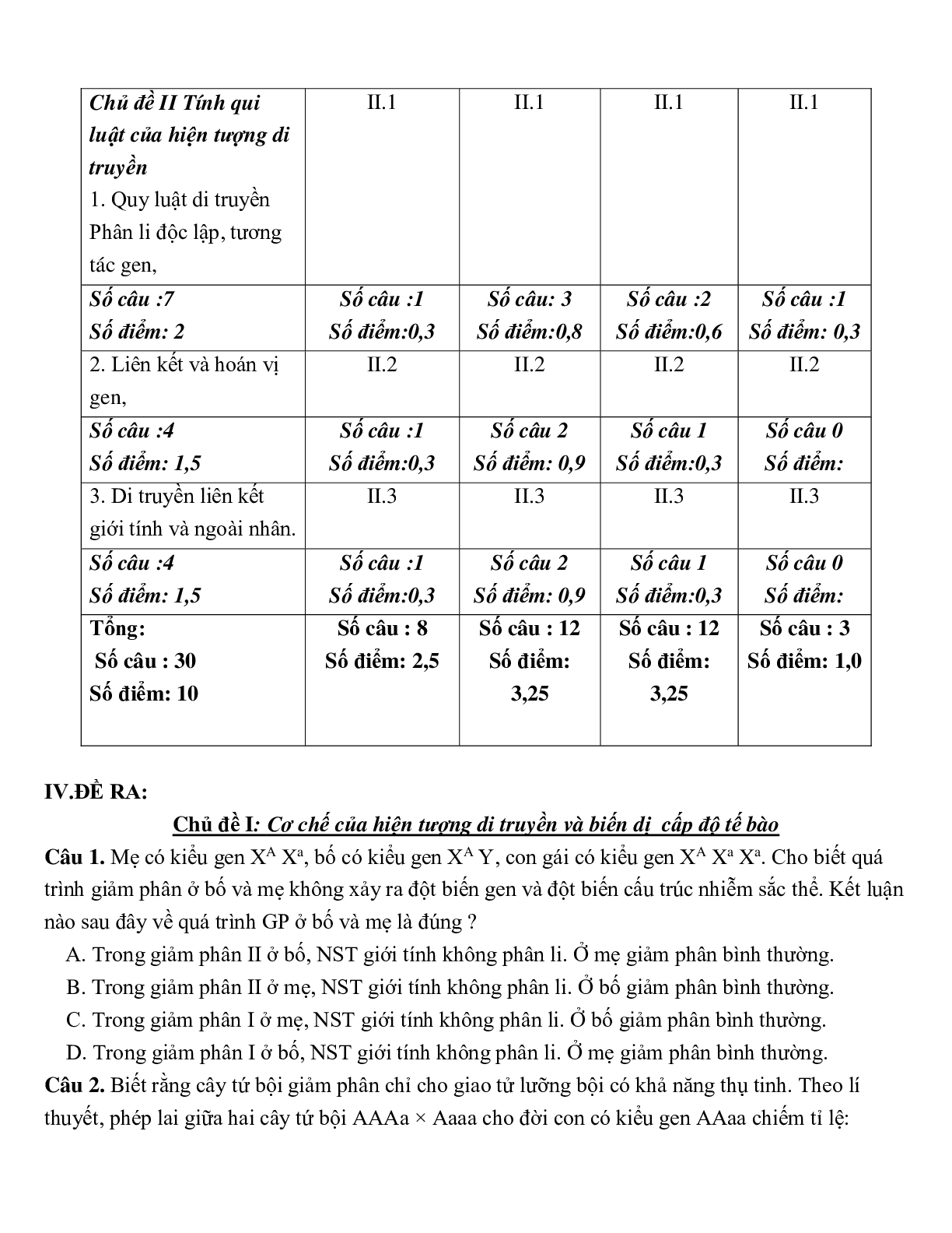 Giáo án Sinh học 12 Ôn tập giữa học kì 1 mới nhất - CV5512 (trang 2)