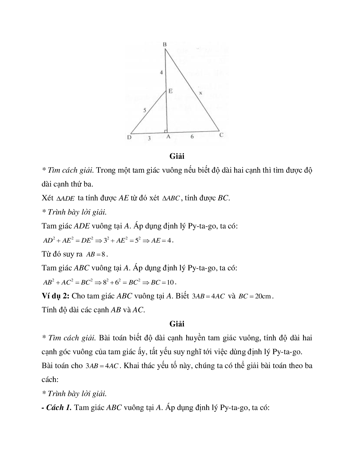 Những bài tập điển hình về Định lý Pi-ta-go trong tam giác vuông có lời giải (trang 2)