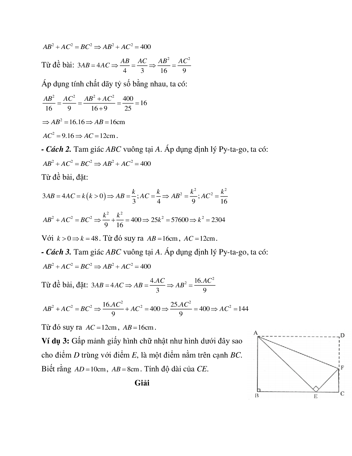 Những bài tập điển hình về Định lý Pi-ta-go trong tam giác vuông có lời giải (trang 3)
