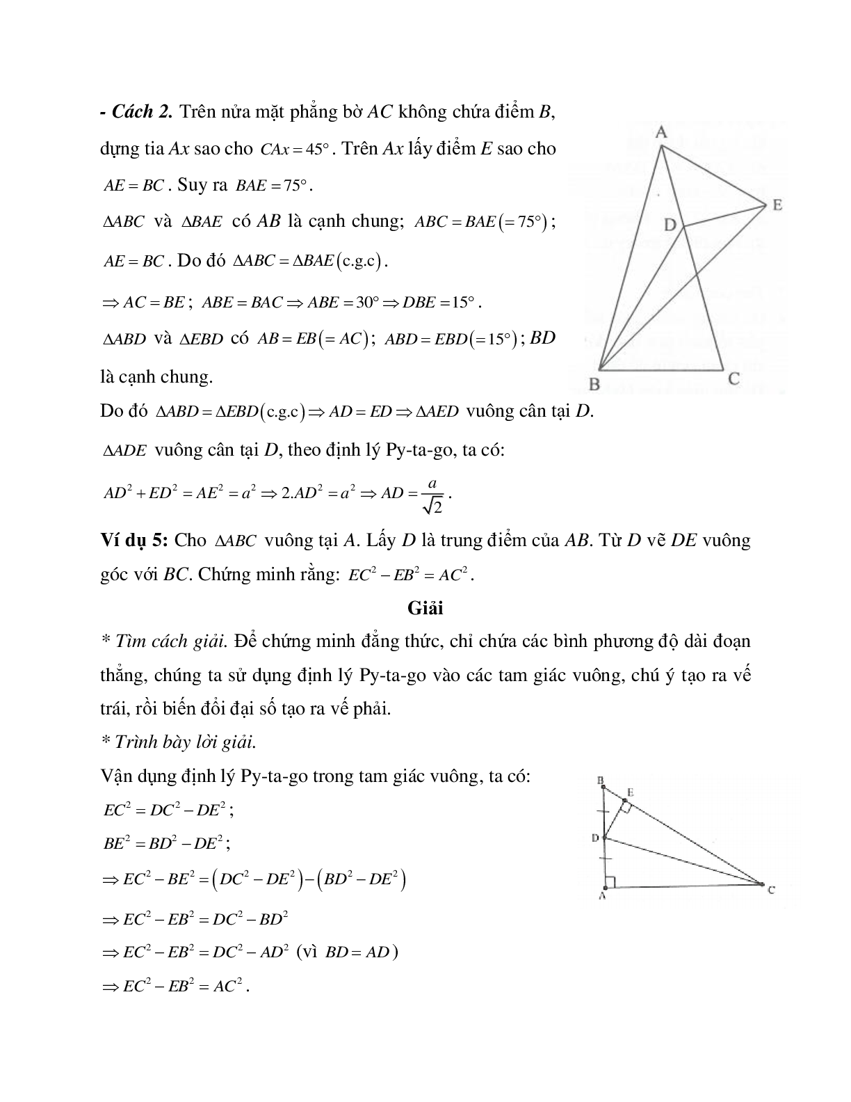 Những bài tập điển hình về Định lý Pi-ta-go trong tam giác vuông có lời giải (trang 5)