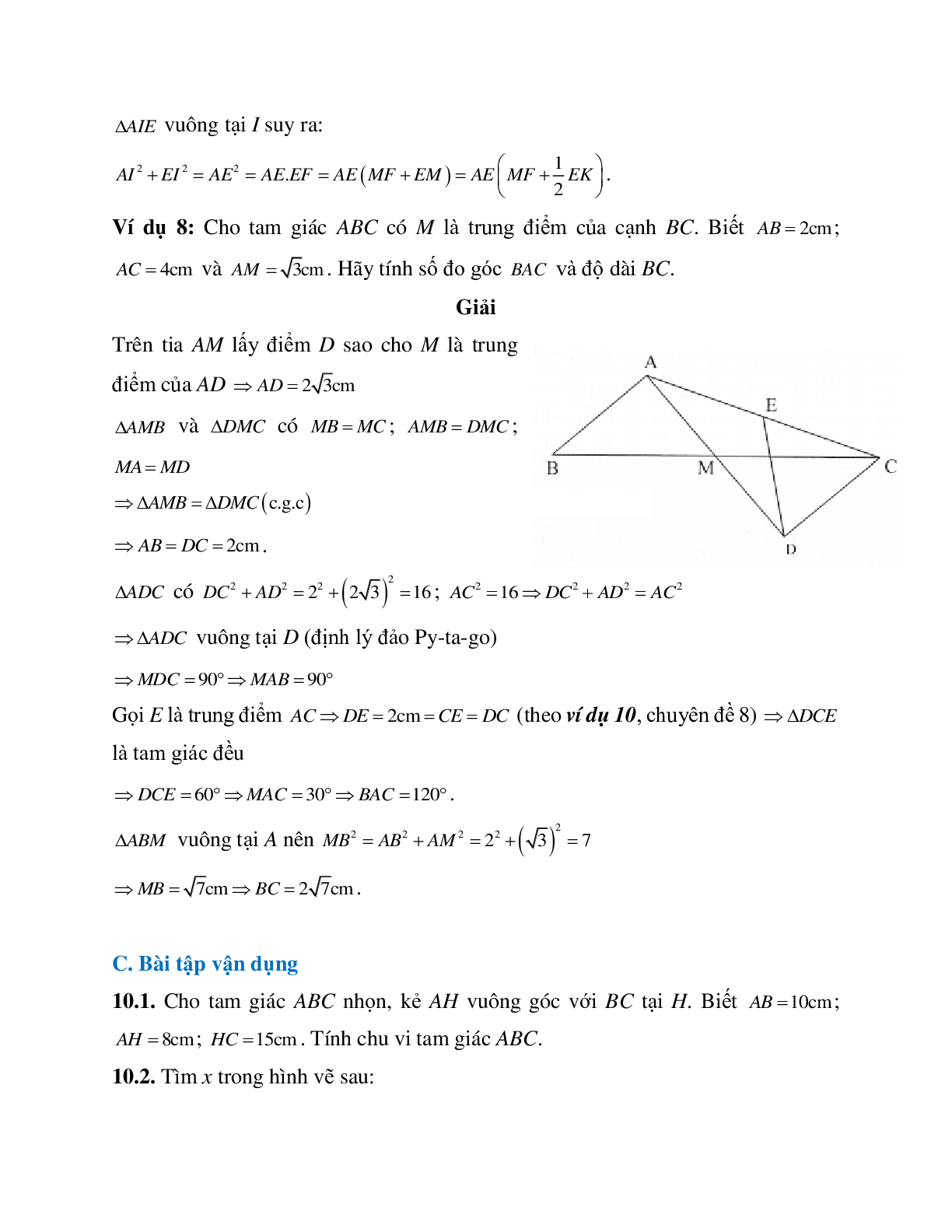 Những bài tập điển hình về Định lý Pi-ta-go trong tam giác vuông có lời giải (trang 8)