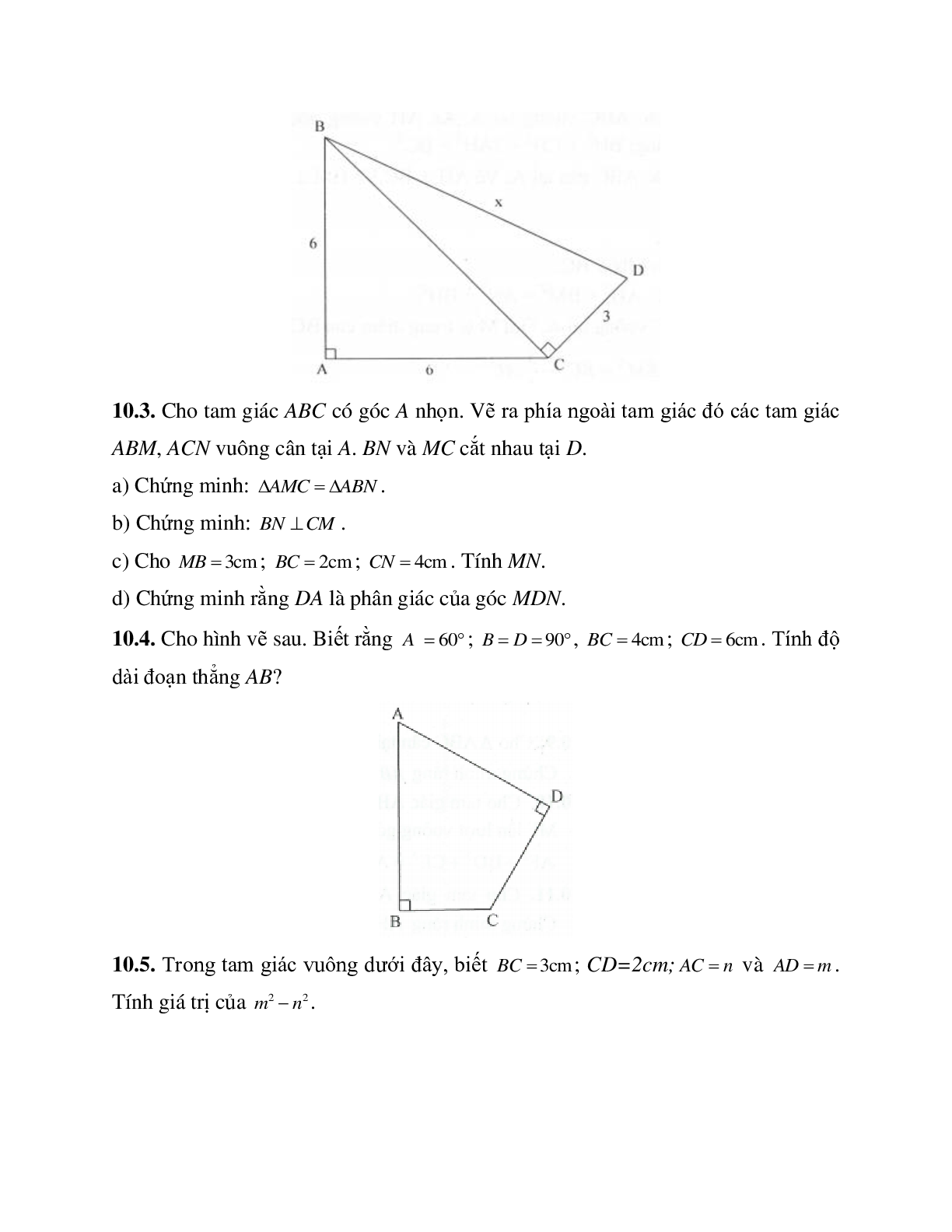 Những bài tập điển hình về Định lý Pi-ta-go trong tam giác vuông có lời giải (trang 9)