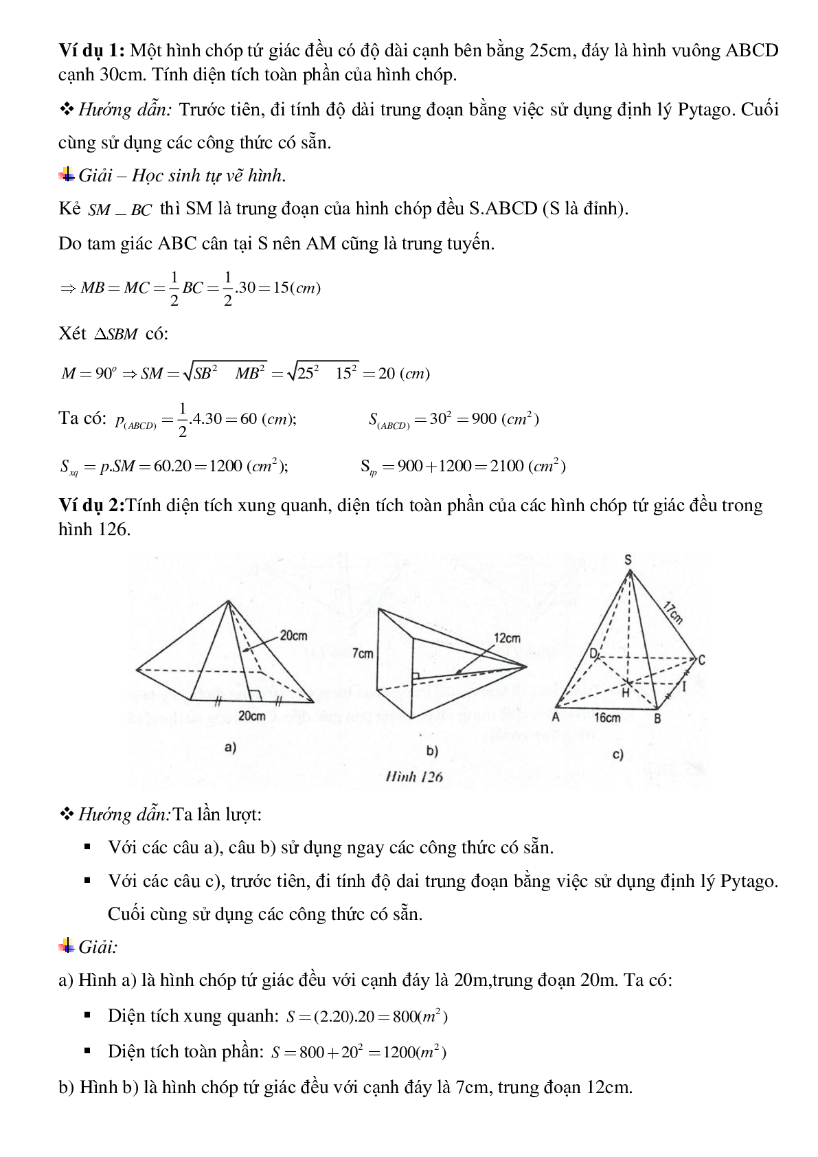 50 Bài tập Diện tích xung quanh của hình chóp đều (có đáp án)- Toán 8 (trang 2)