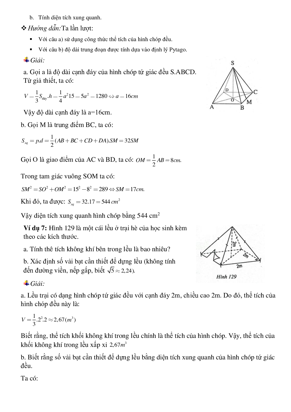 50 Bài tập Diện tích xung quanh của hình chóp đều (có đáp án)- Toán 8 (trang 5)