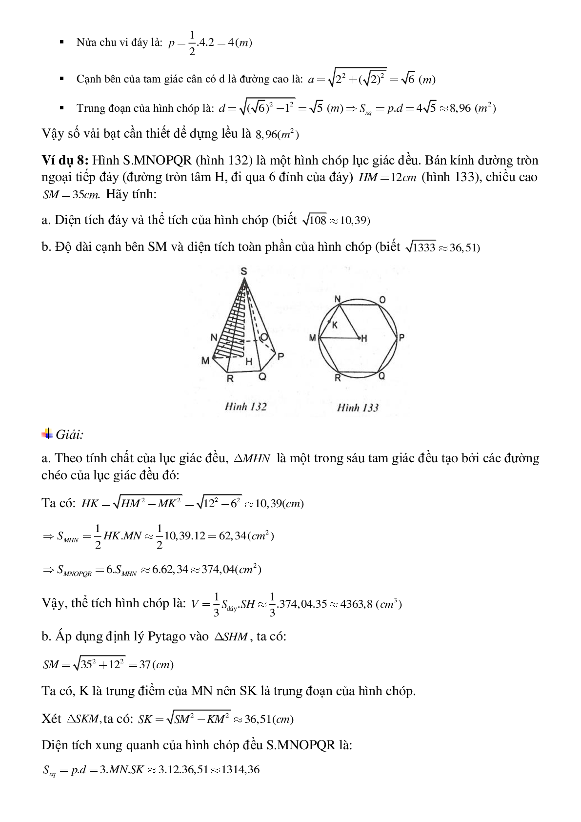 50 Bài tập Diện tích xung quanh của hình chóp đều (có đáp án)- Toán 8 (trang 6)