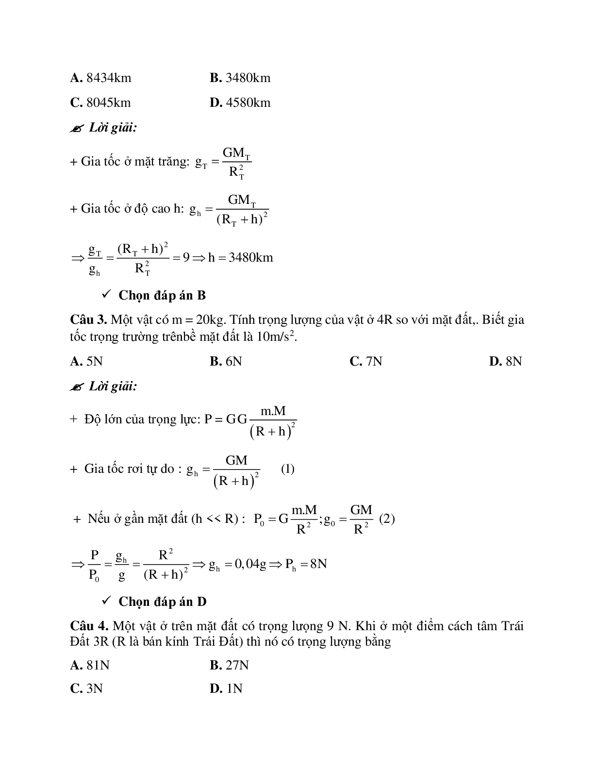 Phương pháp giải và bài tập về Tính gia tốc trọng trường tại vị trí xác định (trang 6)
