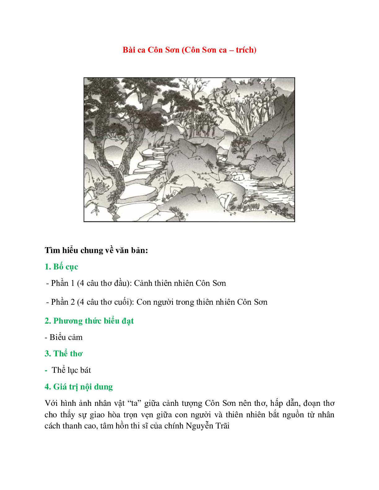 Bài ca Côn Sơn (Côn Sơn ca – trích) – Ngữ văn lớp 7 (trang 1)