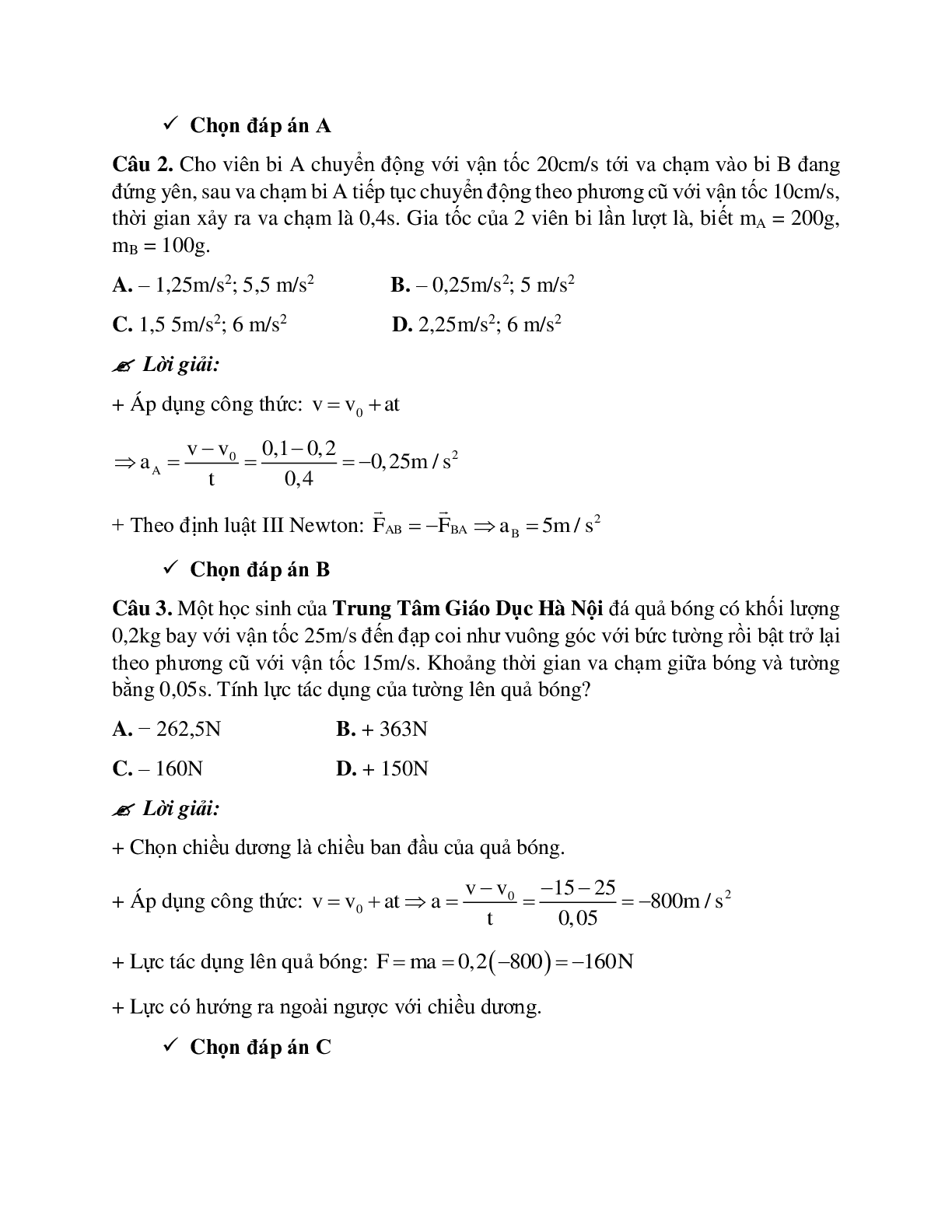 Phương pháp giải và bài tập về Bài toán hai vật va chạm nhau - định luật III Newton chọn lọc (trang 5)