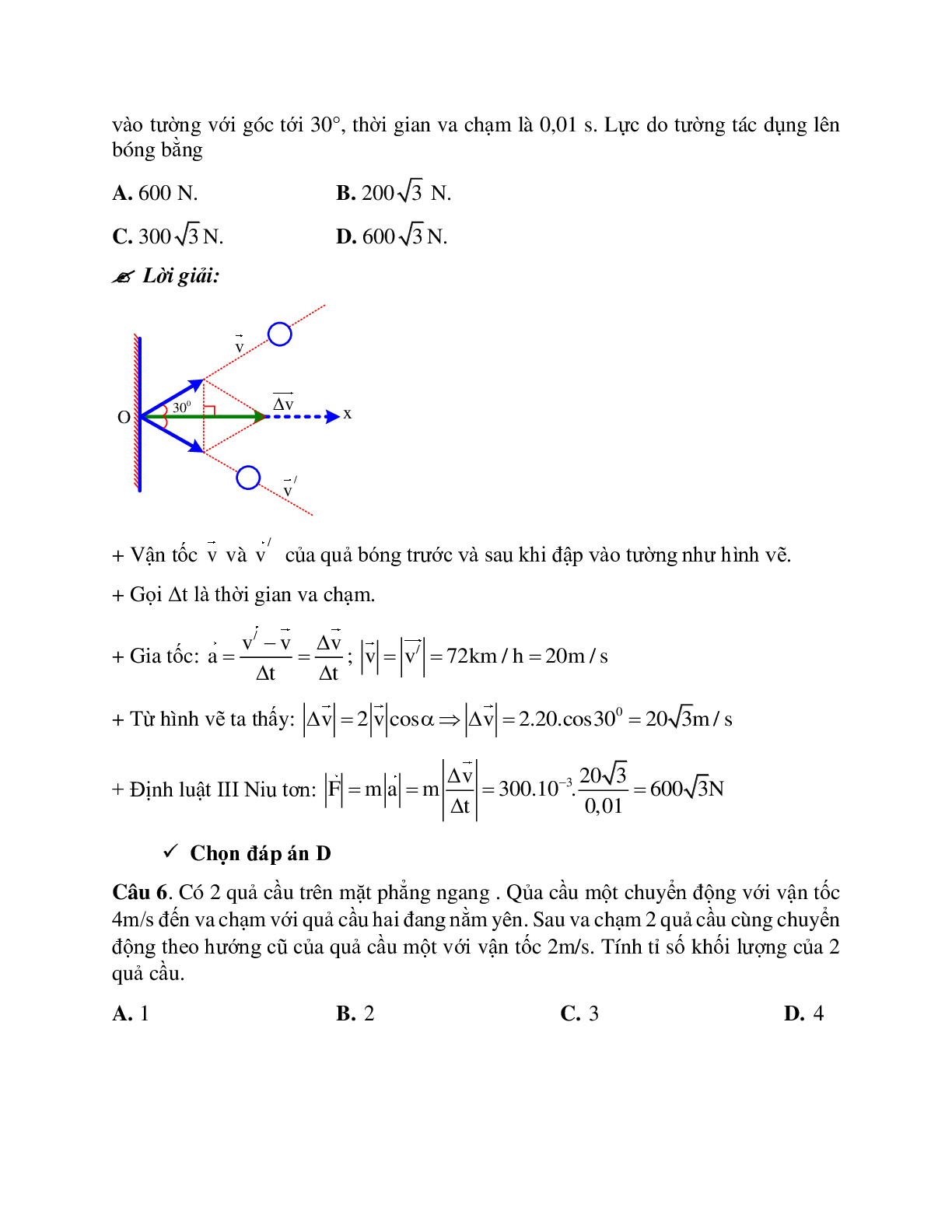 Phương pháp giải và bài tập về Bài toán hai vật va chạm nhau - định luật III Newton chọn lọc (trang 7)
