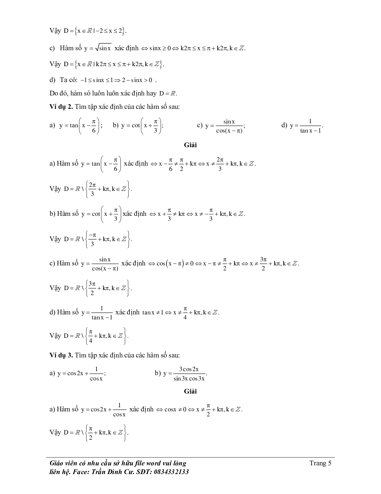 Phân loại và phương pháp giải bài tập hàm số lượng giác và phương trình lượng giác (trang 5)