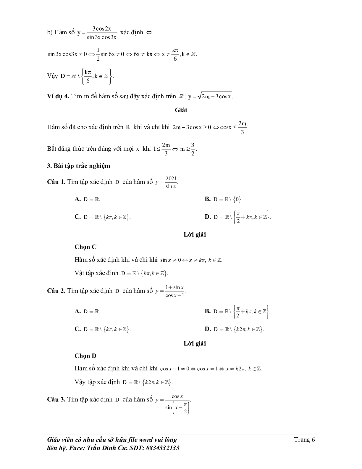 Phân loại và phương pháp giải bài tập hàm số lượng giác và phương trình lượng giác (trang 6)