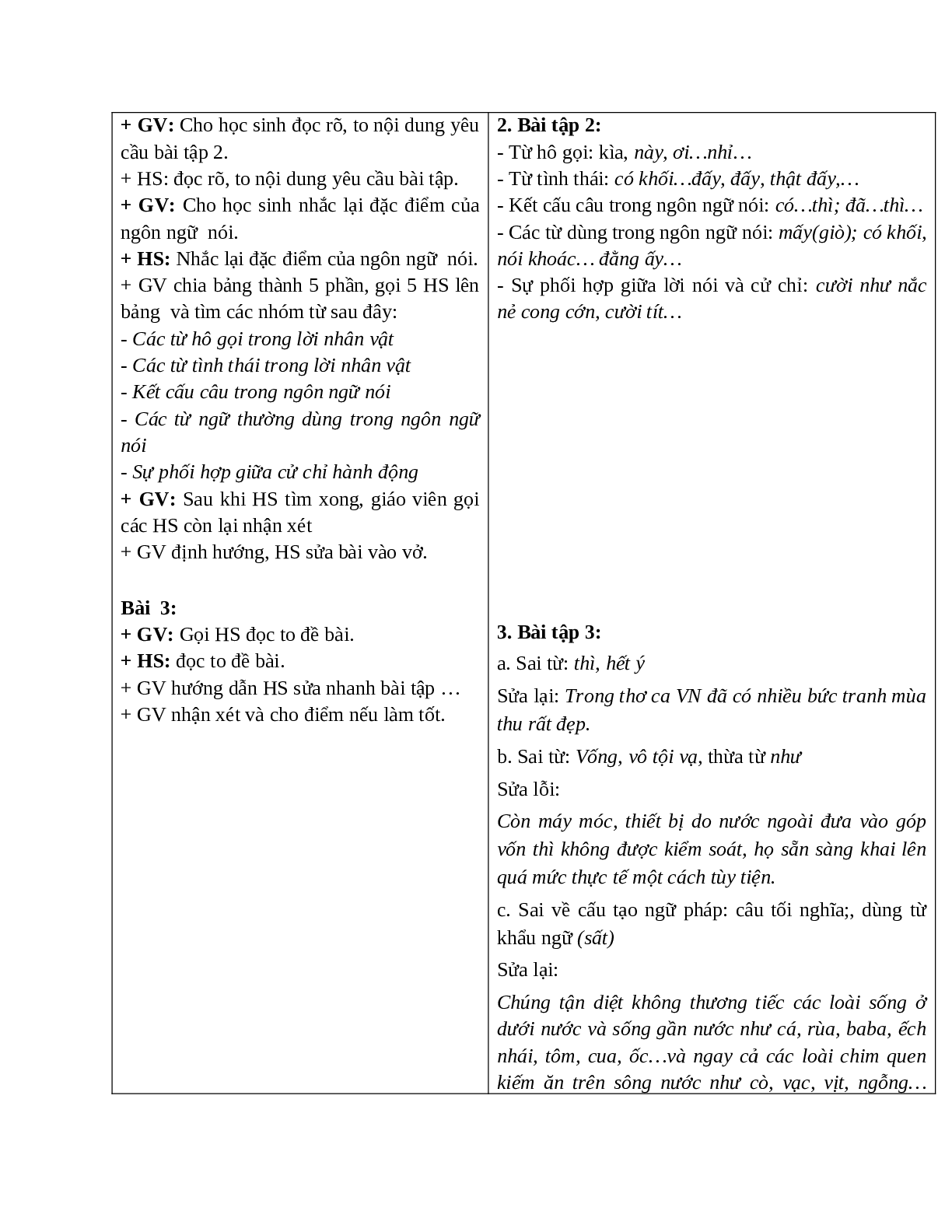 Giáo án Ngữ văn 10 tập 1 bài Đặc điểm của ngôn ngữ nói và ngôn ngữ viết mới nhất (trang 7)