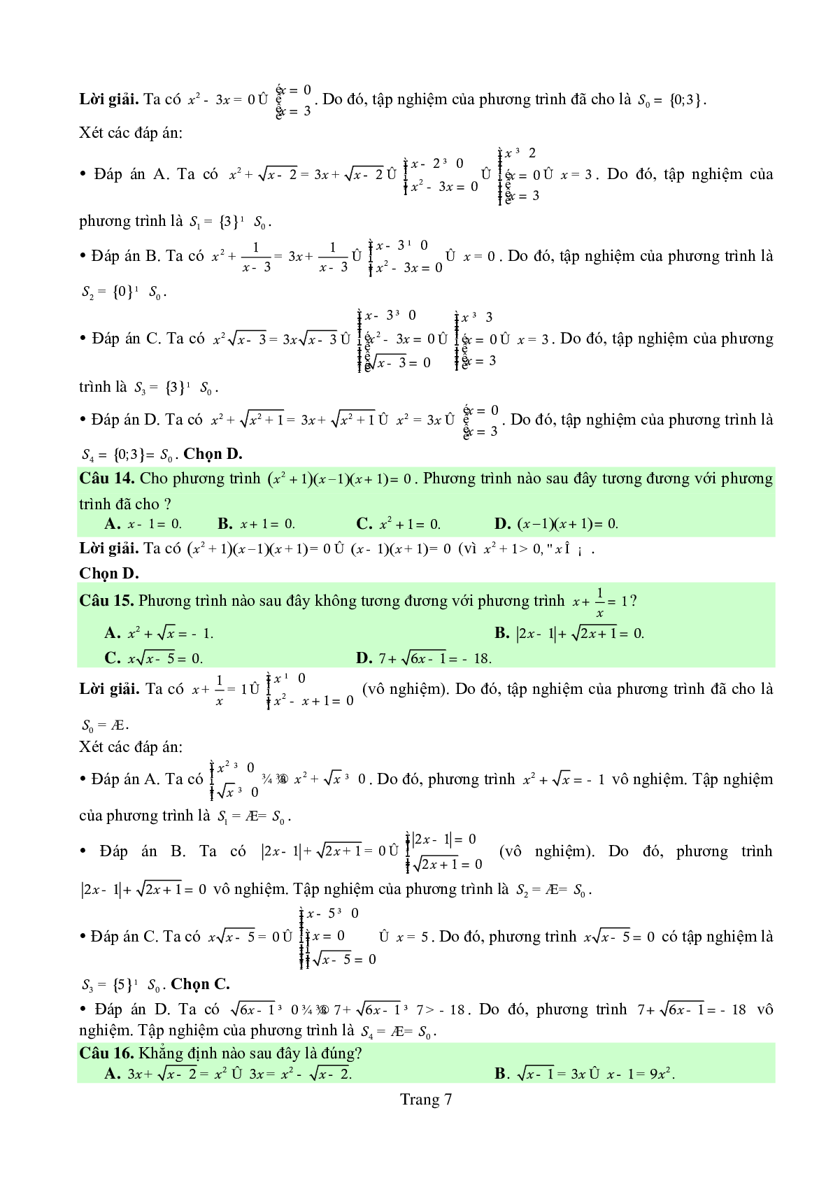 Chuyên đề: Phương trình môn Toán lớp 10 có lời giải chi tiết (trang 7)