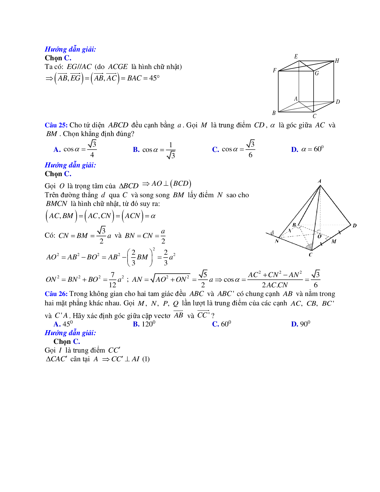 Phương pháp giải và bài tập về Cách tính góc giữa hai đường thẳng (trang 10)