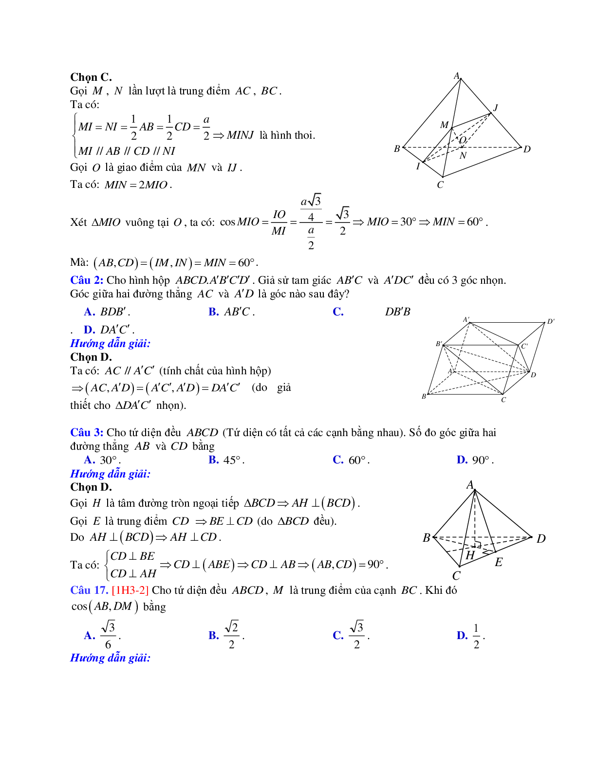 Phương pháp giải và bài tập về Cách tính góc giữa hai đường thẳng (trang 2)