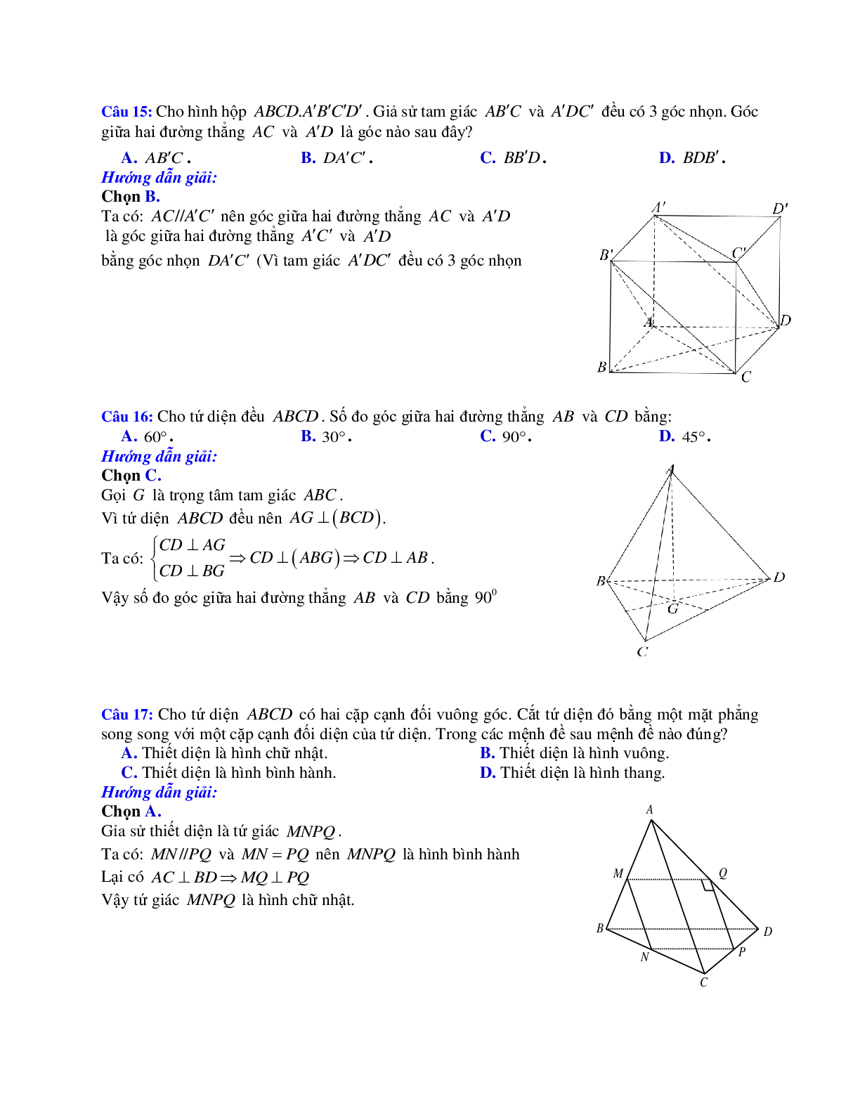 Phương pháp giải và bài tập về Cách tính góc giữa hai đường thẳng (trang 7)