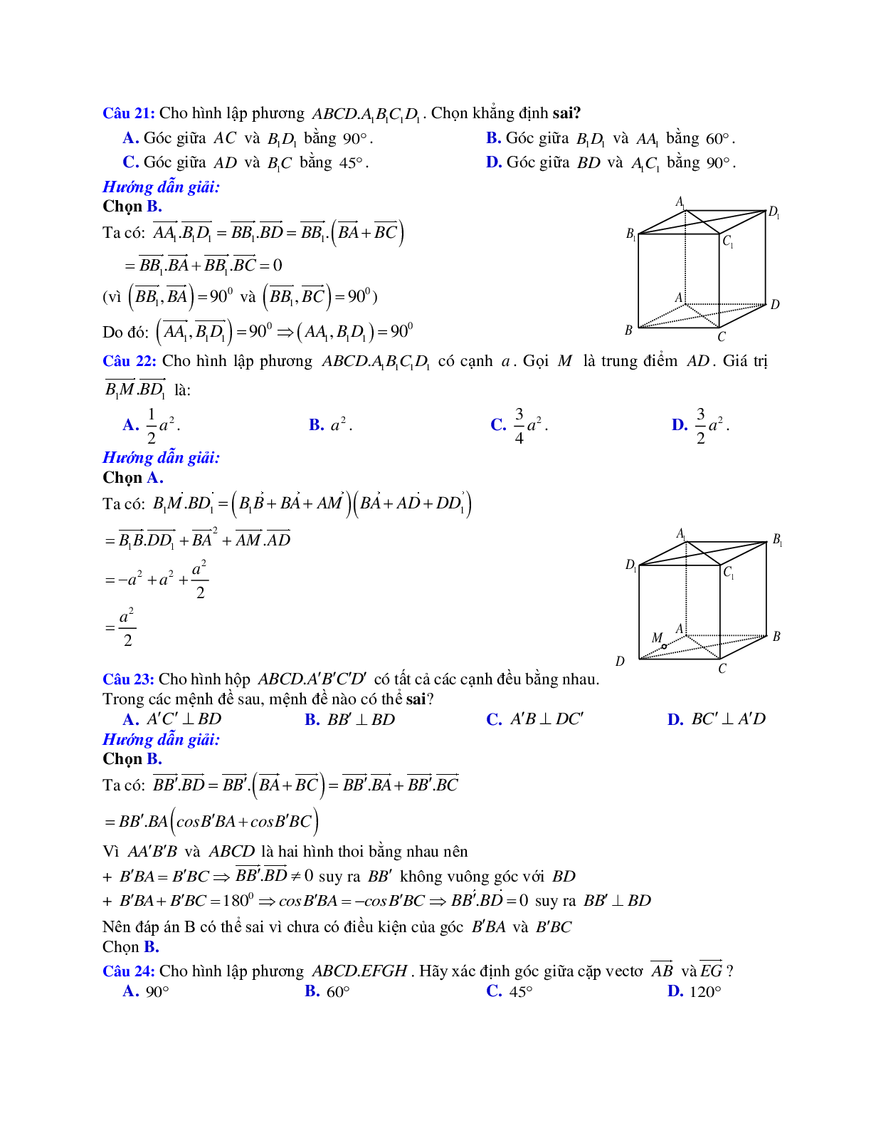 Phương pháp giải và bài tập về Cách tính góc giữa hai đường thẳng (trang 9)