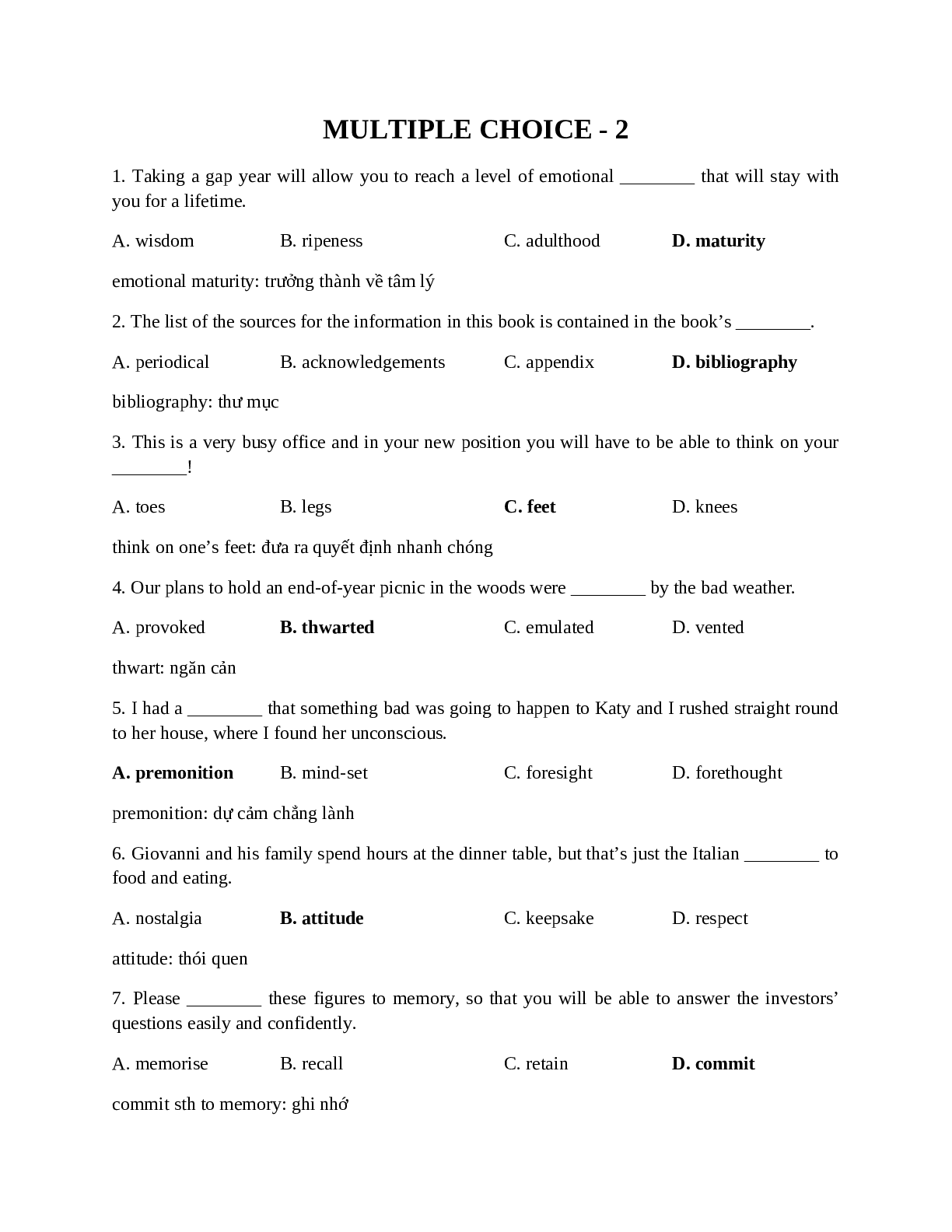 105 câu hỏi trắc nghiệm Tiếng Anh lớp 12 có đáp án và lời giải chi tiết 2023 (trang 1)