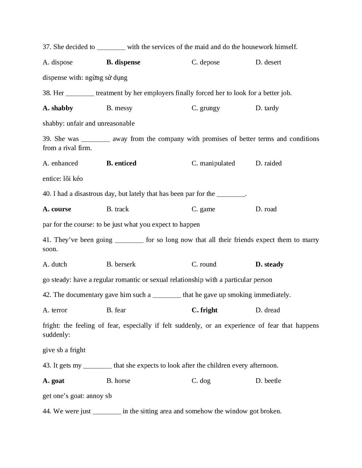 105 câu hỏi trắc nghiệm Tiếng Anh lớp 12 có đáp án và lời giải chi tiết 2023 (trang 6)