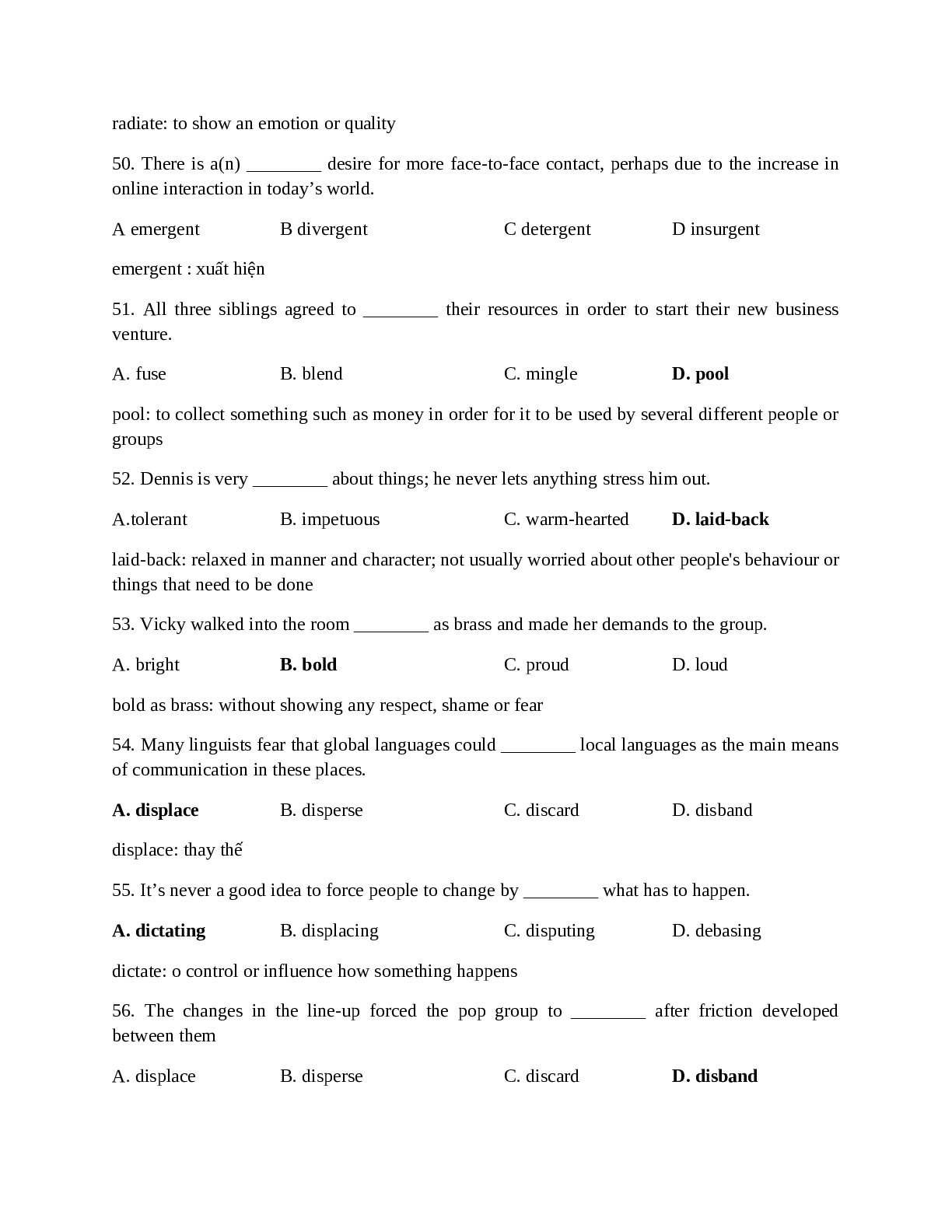 105 câu hỏi trắc nghiệm Tiếng Anh lớp 12 có đáp án và lời giải chi tiết 2023 (trang 8)