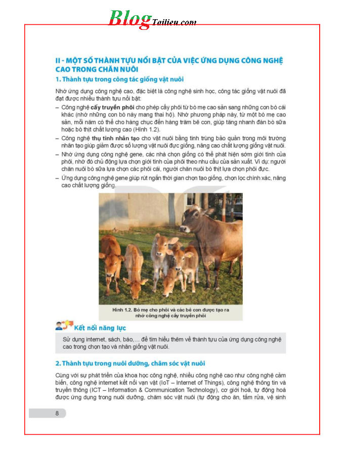 Công nghệ lớp 11 Công nghệ chăn nuôi Kết nối tri thức pdf (trang 8)