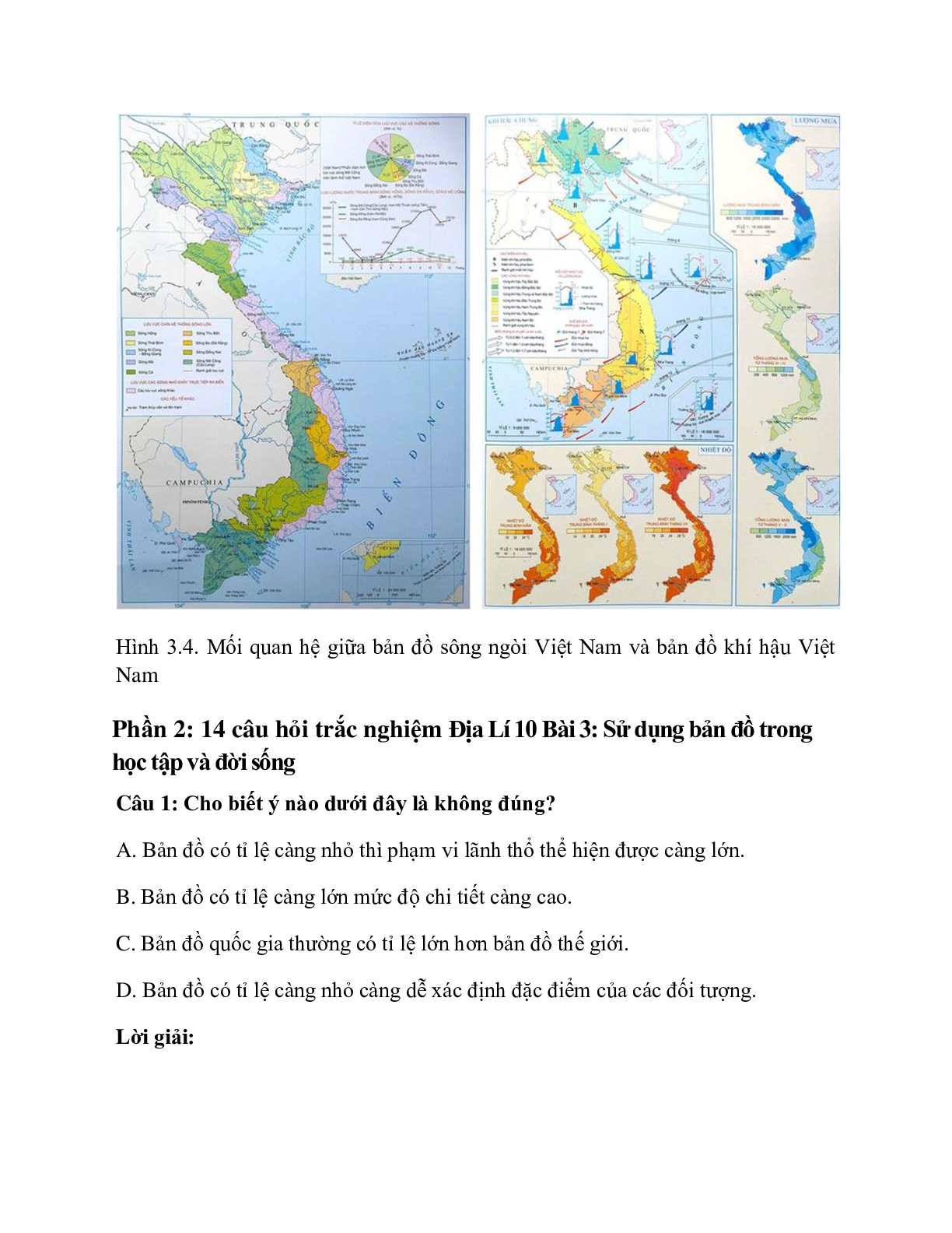 Địa Lí 10 Bài 3 (Lý thuyết và trắc nghiệm): Sử dụng bản đồ trong học tập và đời sống (trang 4)