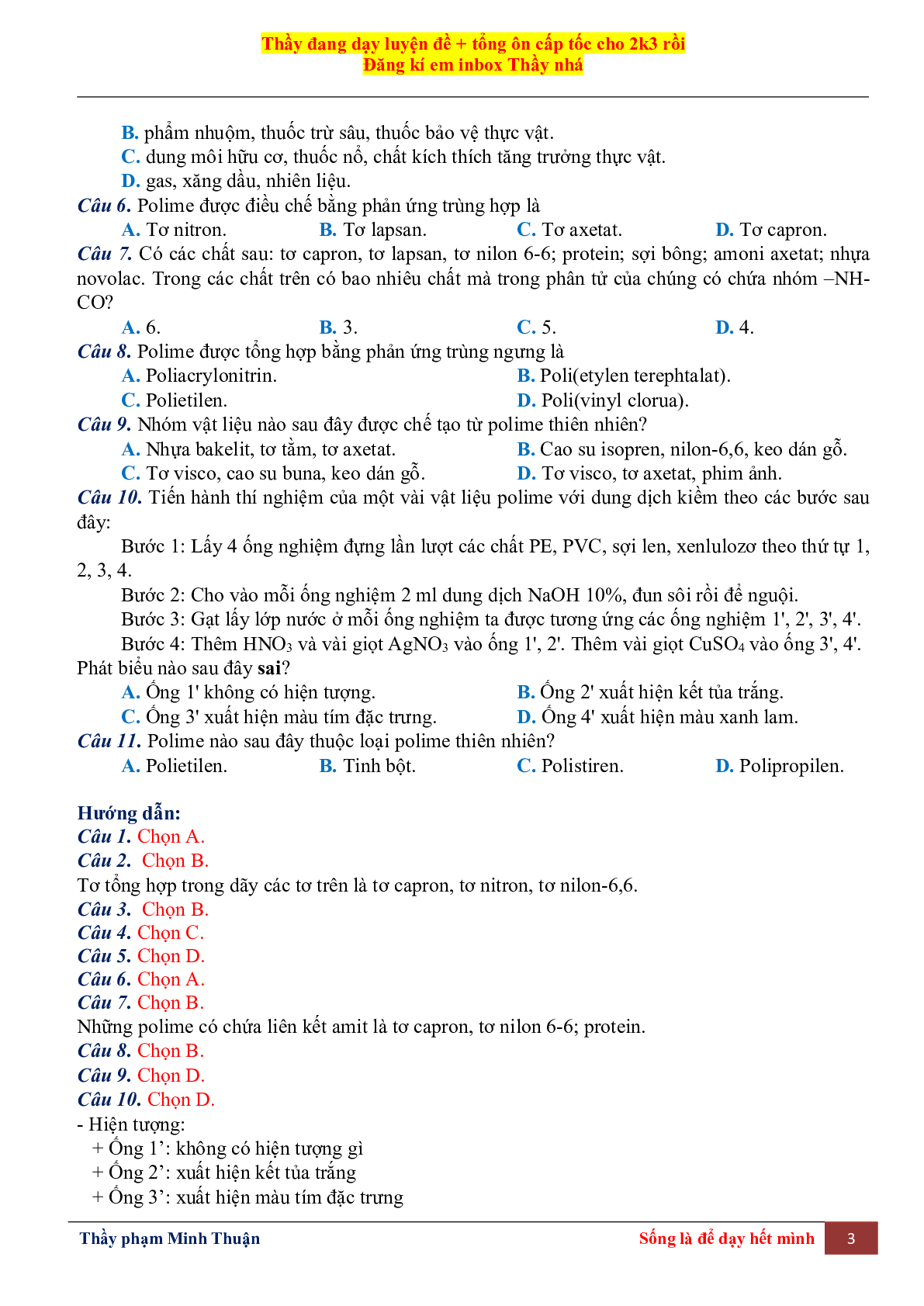 Tổng Hợp Lý Thuyết Chương 4 Polime Môn Hóa Học Lớp 12 (trang 3)