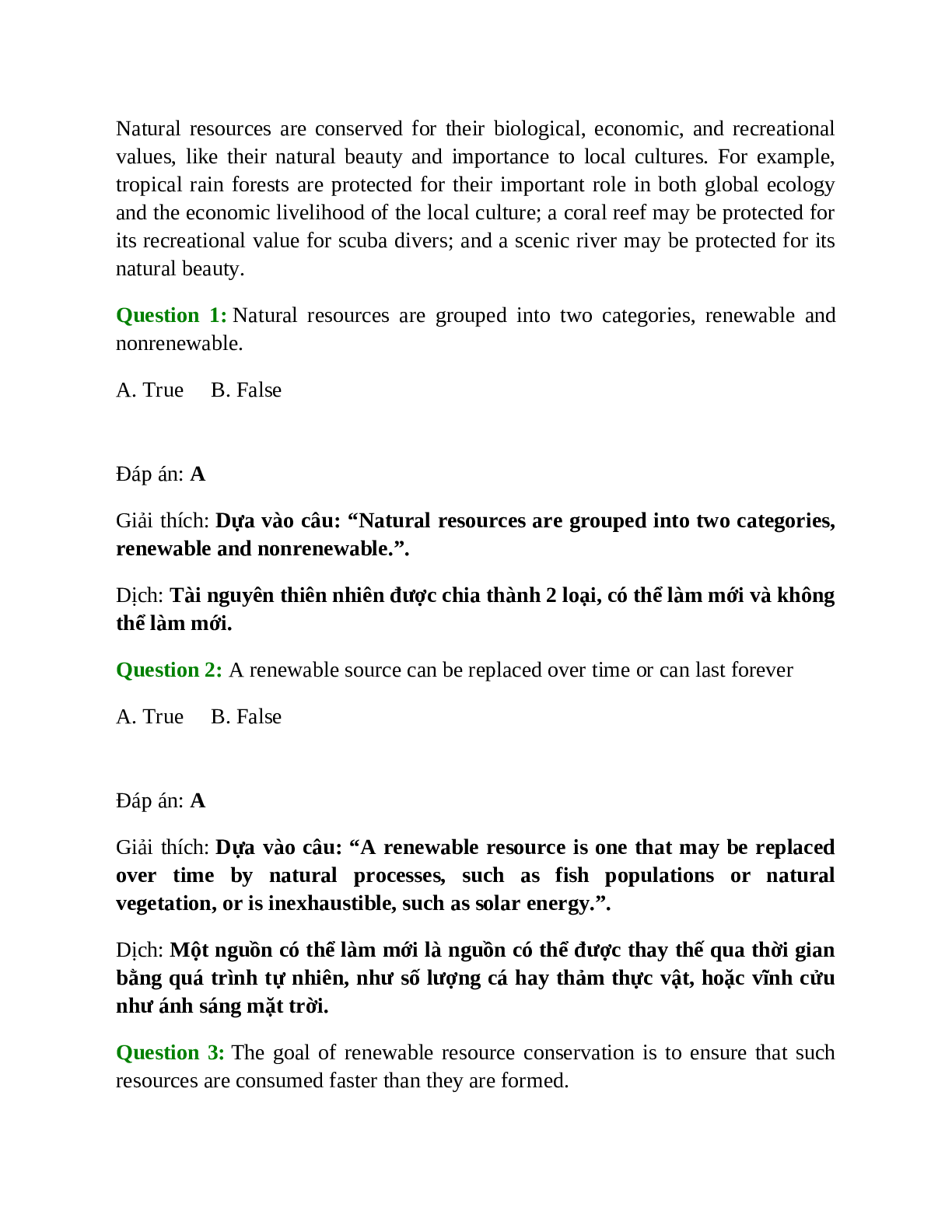 Trắc nghiệm Tiếng Anh 10 Unit 10 có đáp án: Conservation (trang 9)