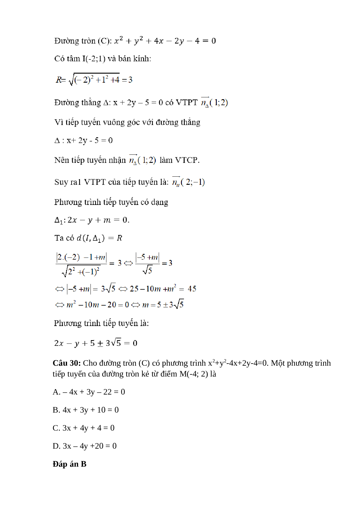 Trắc nghiệm Phương trình đường tròn (phần 2) có đáp án – Toán lớp 10 (trang 10)