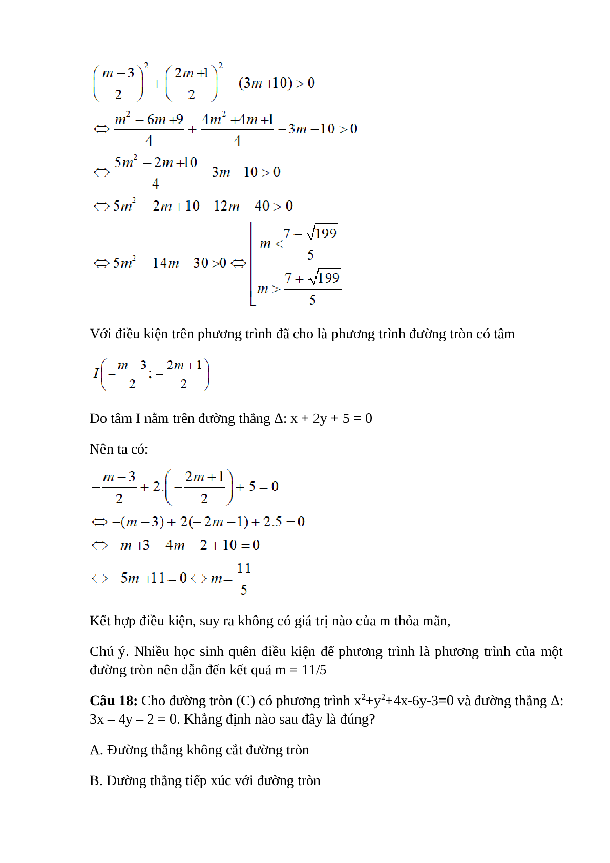 Trắc nghiệm Phương trình đường tròn (phần 2) có đáp án – Toán lớp 10 (trang 2)