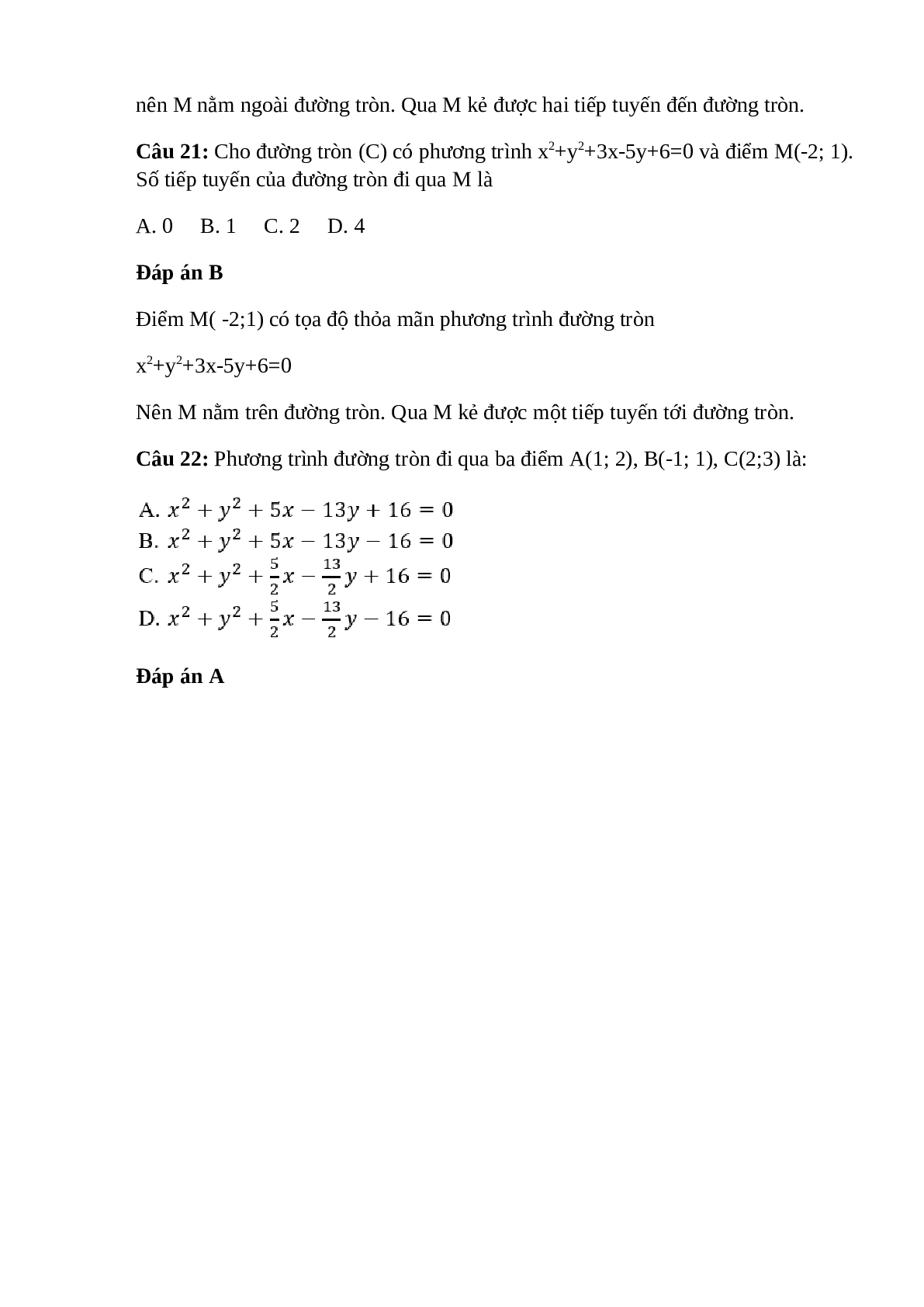 Trắc nghiệm Phương trình đường tròn (phần 2) có đáp án – Toán lớp 10 (trang 4)