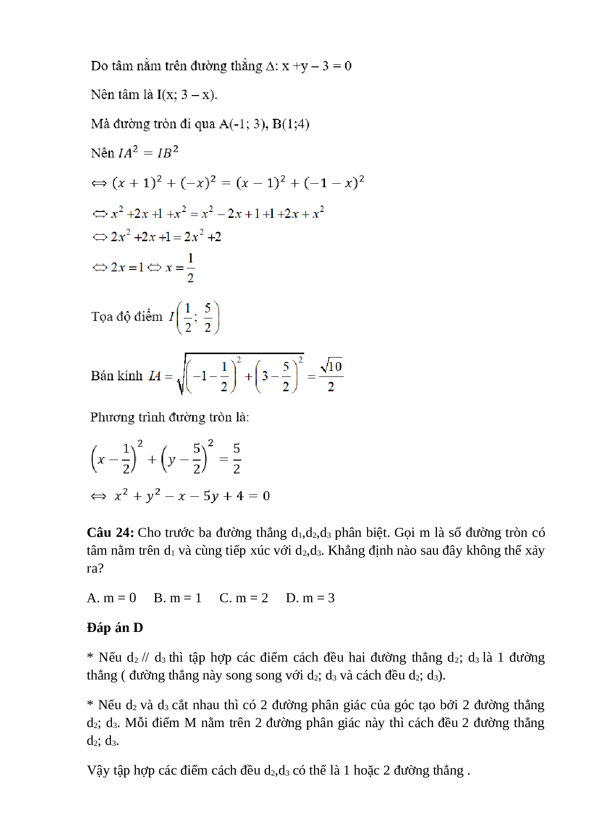 Trắc nghiệm Phương trình đường tròn (phần 2) có đáp án – Toán lớp 10 (trang 6)
