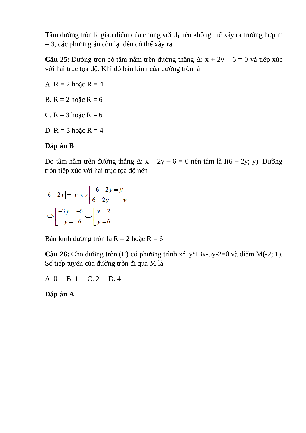 Trắc nghiệm Phương trình đường tròn (phần 2) có đáp án – Toán lớp 10 (trang 7)