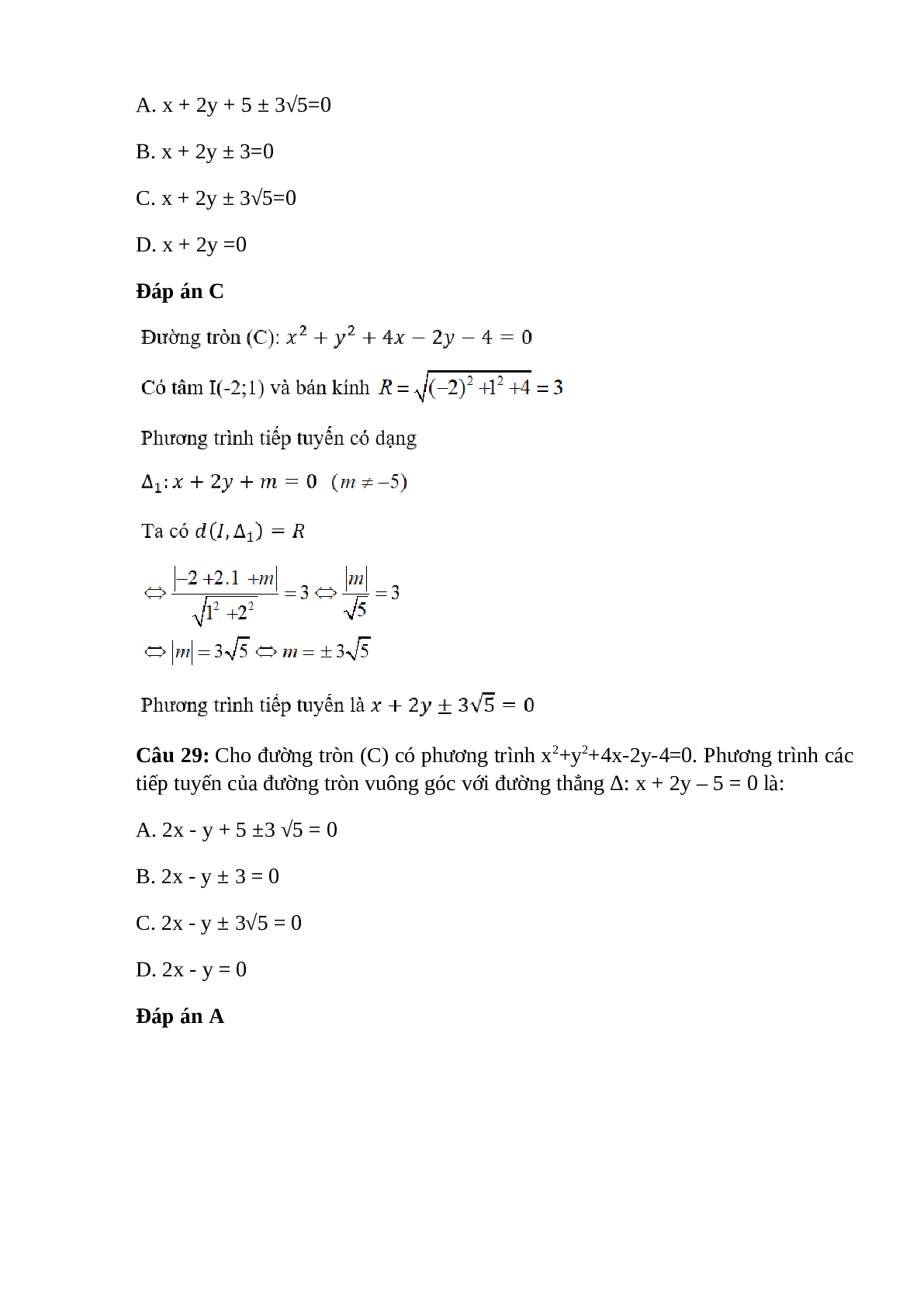 Trắc nghiệm Phương trình đường tròn (phần 2) có đáp án – Toán lớp 10 (trang 9)