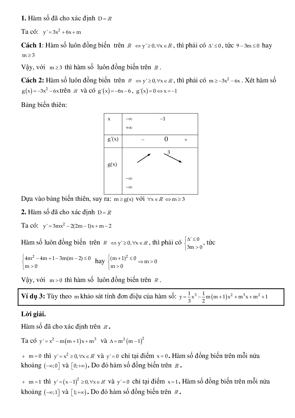 Dạng bài tập Tìm tham số m để hàm số đơn điệu trên tập xác định (trang 2)