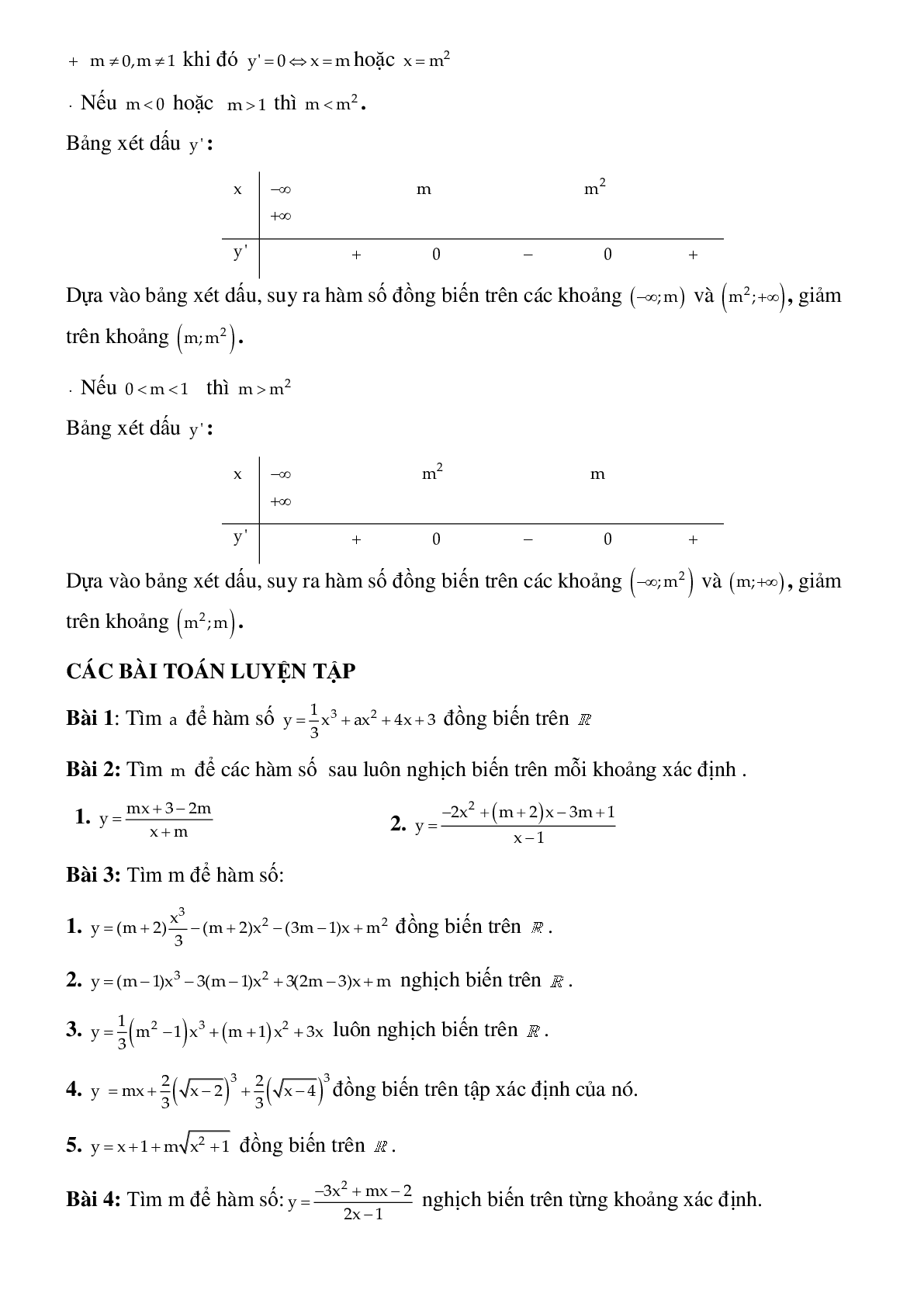 Dạng bài tập Tìm tham số m để hàm số đơn điệu trên tập xác định (trang 3)