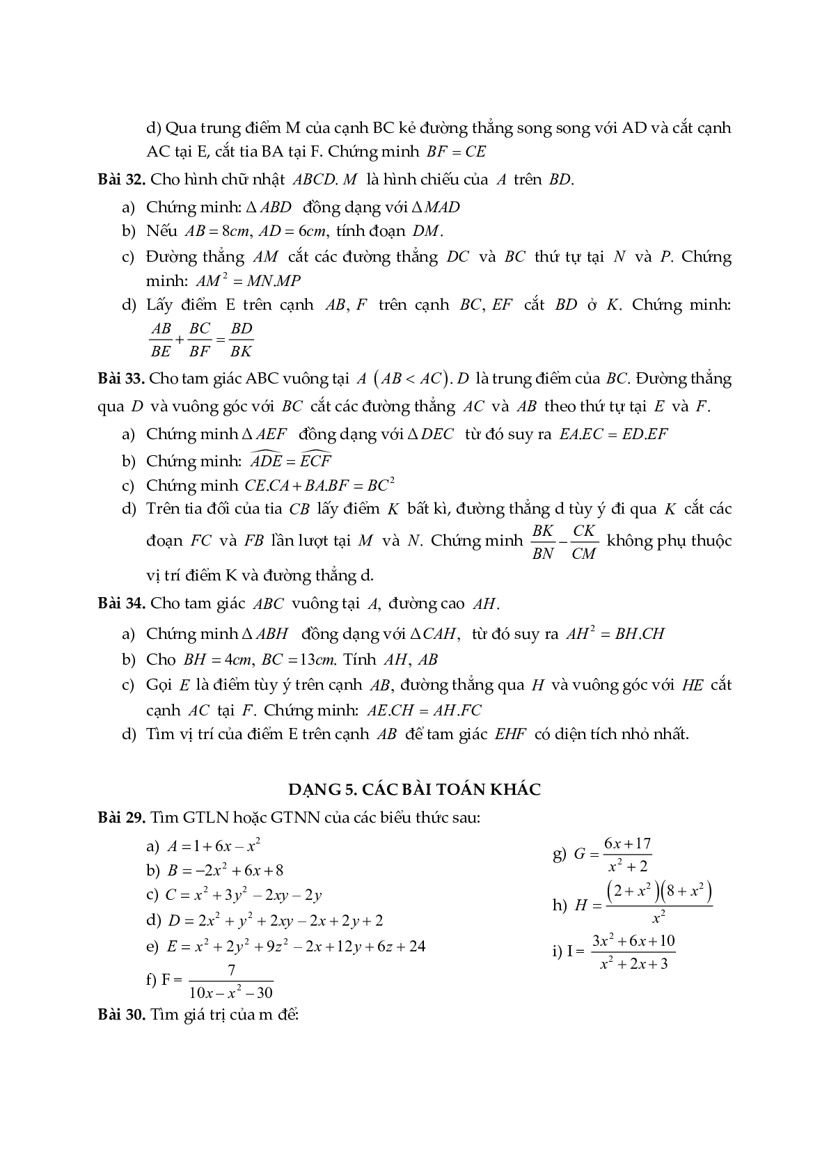 Đề cương ôn tập học kỳ II môn toán 8 năm học 2018-2019 Phòng GDĐT Cầu Giấy - Hà Nội (trang 5)