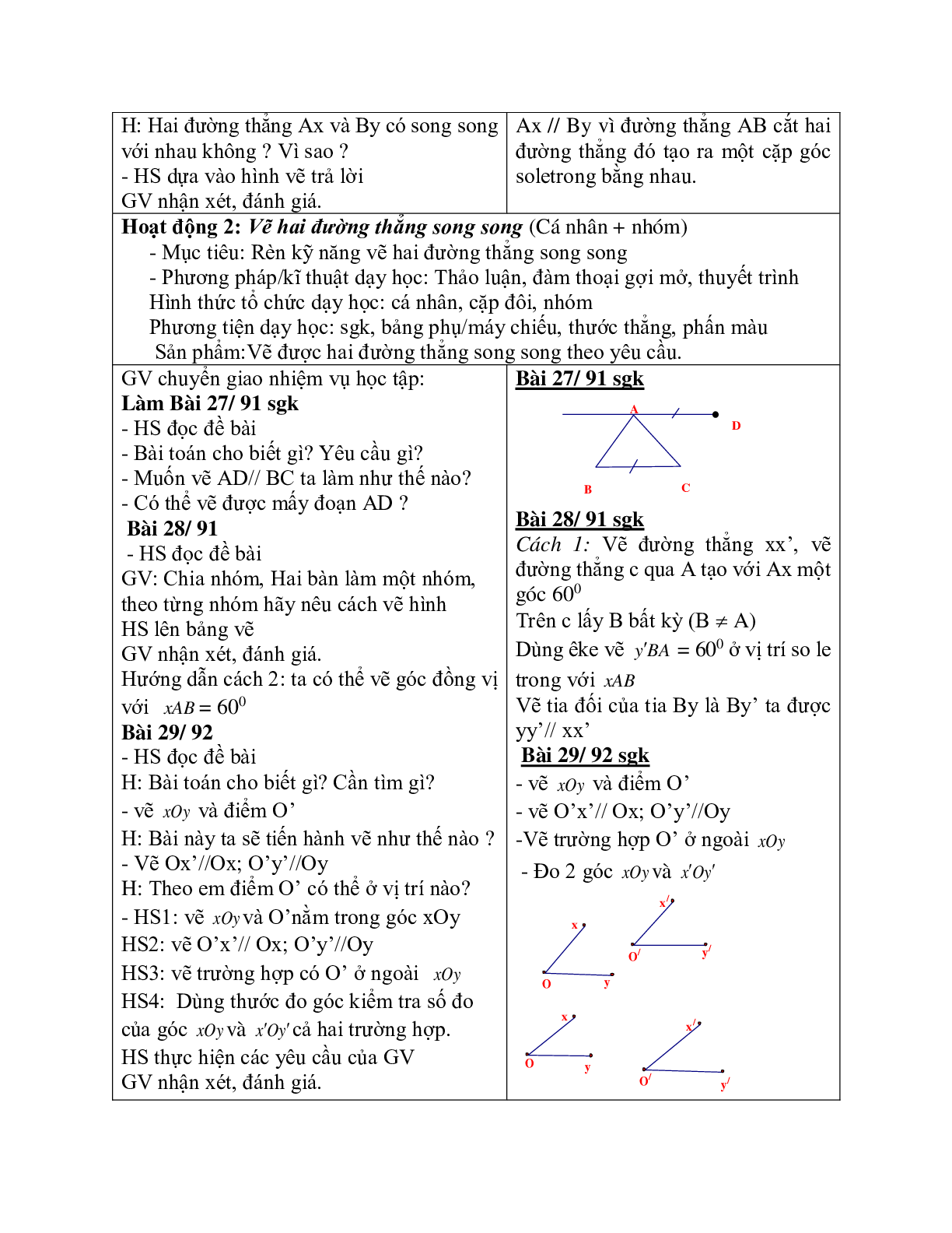 Giáo án Toán học 7 bài 4: Hai đường thẳng song song chuẩn nhất (trang 6)