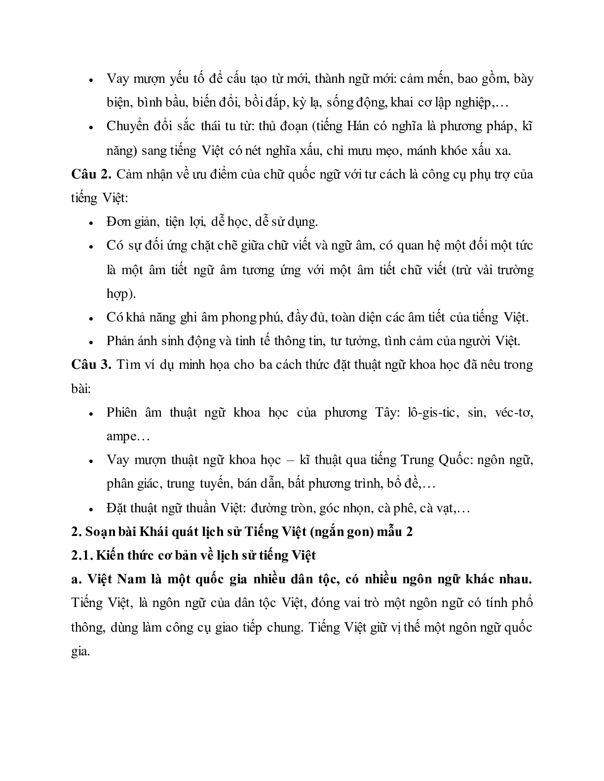 Soạn bài Khái quát lịch sử Tiếng Việt - ngắn nhất Soạn văn 10 (trang 3)