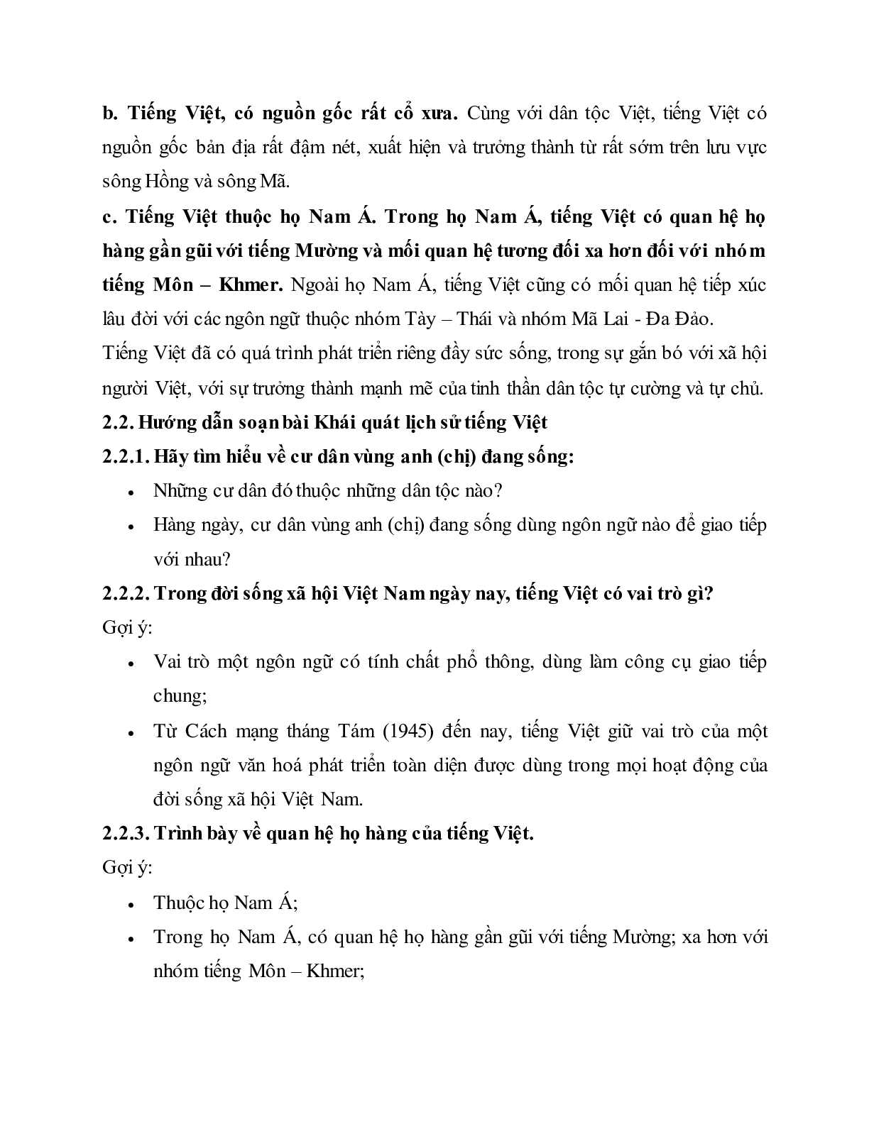 Soạn bài Khái quát lịch sử Tiếng Việt - ngắn nhất Soạn văn 10 (trang 4)