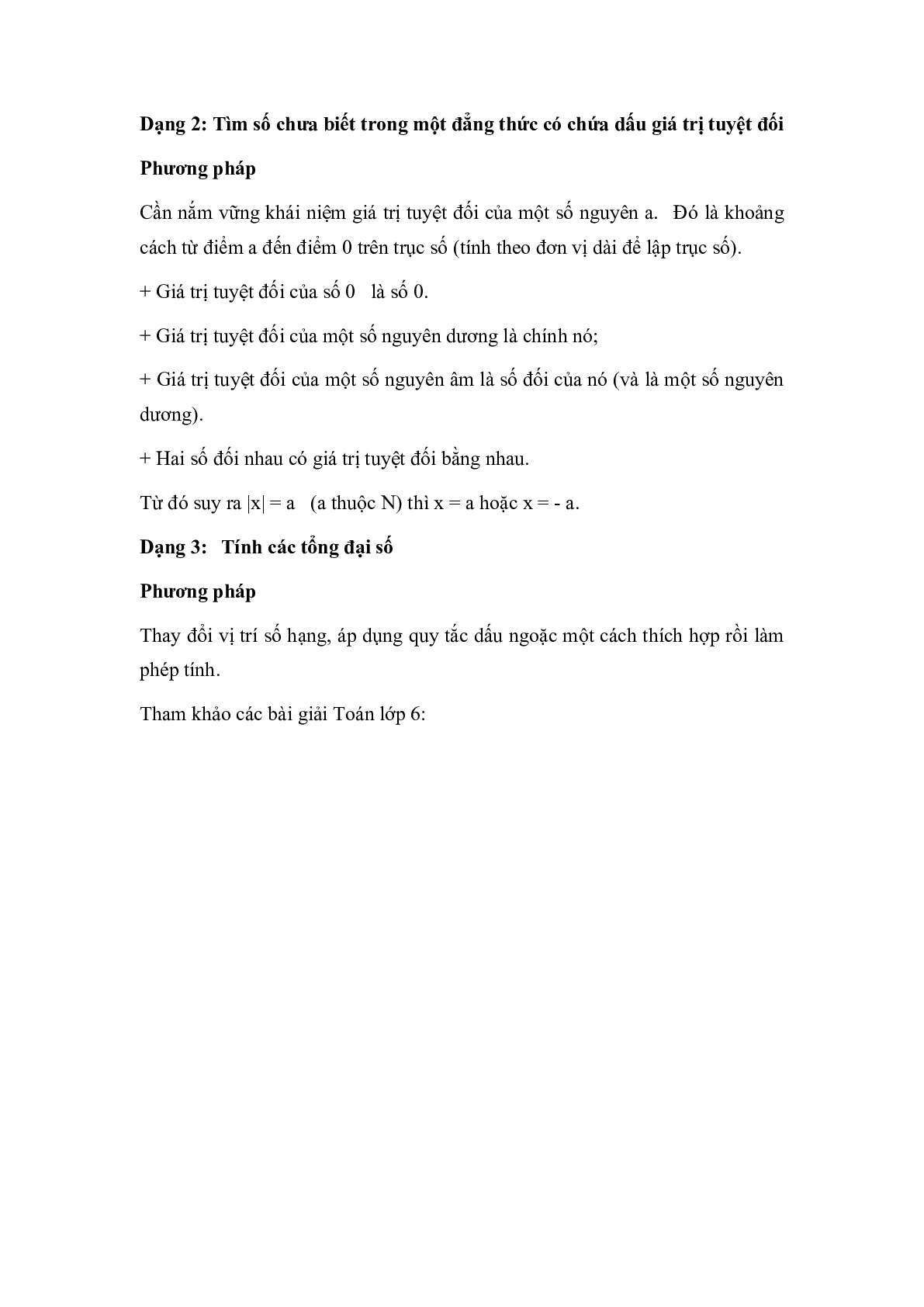 Lý thuyết Toán lớp 6: Quy tắc chuyển vế (trang 2)