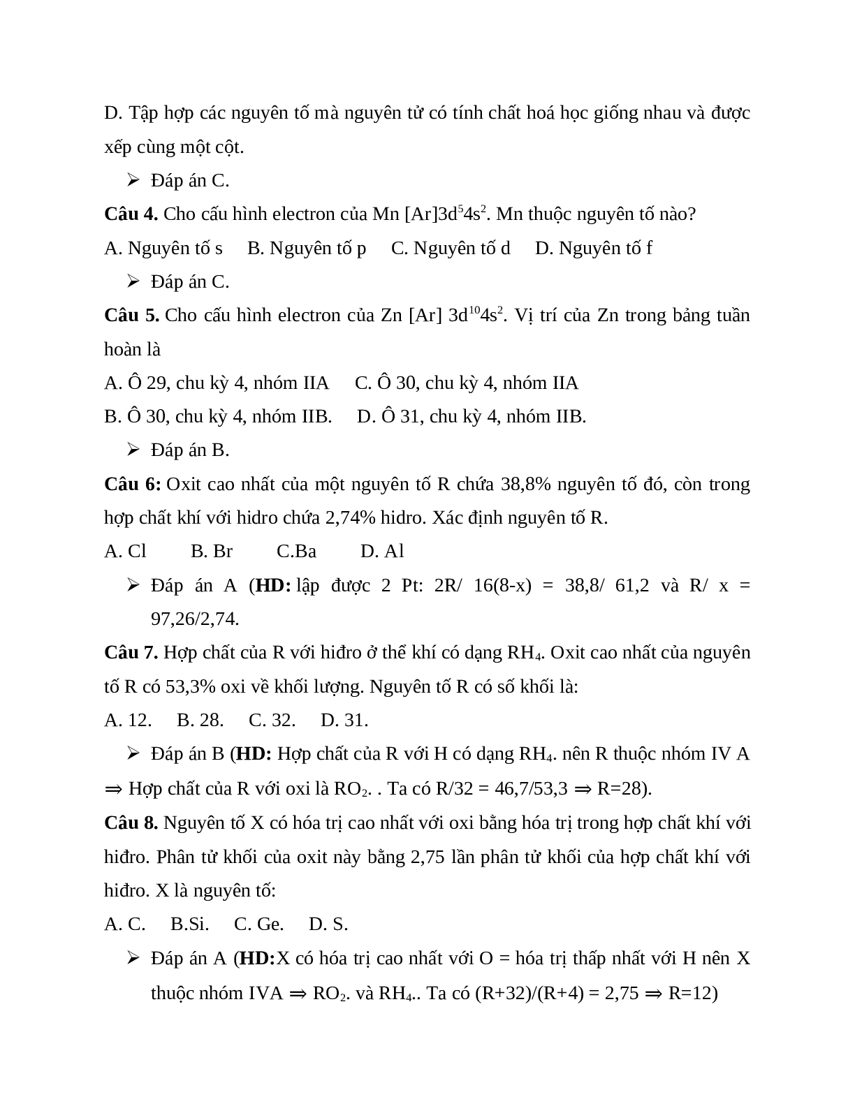 40 bài tập trắc nghiệm chương Bảng tuần hoàn các nguyên tố hóa học có đáp án (trang 2)