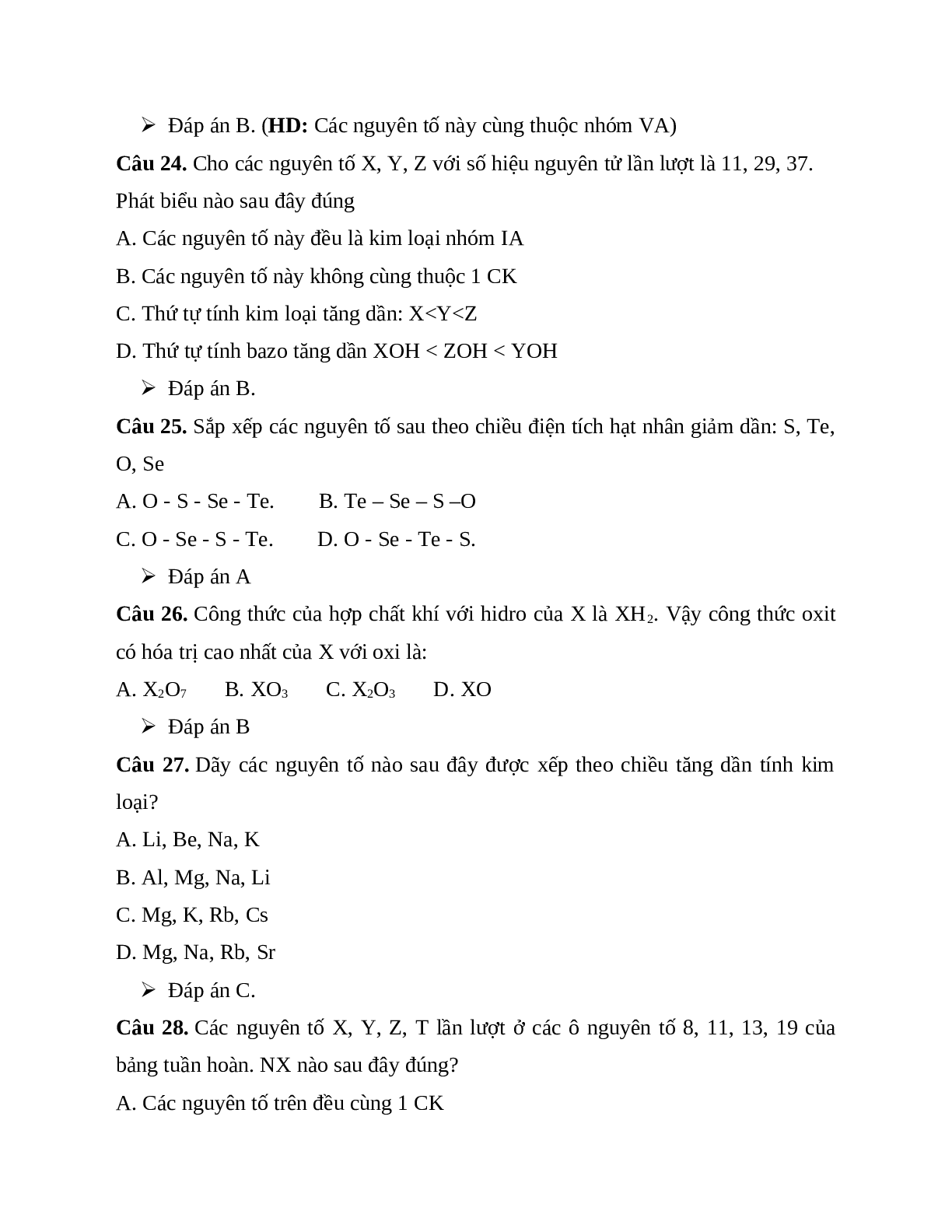 40 bài tập trắc nghiệm chương Bảng tuần hoàn các nguyên tố hóa học có đáp án (trang 6)