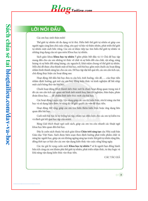 Khoa học tự nhiên lớp 7 Chân trời sáng tạo pdf (trang 3)