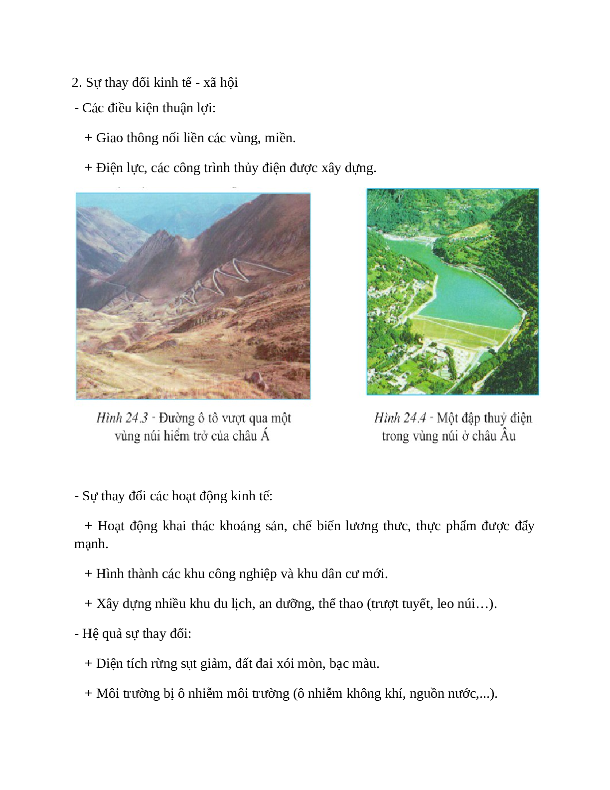 Địa Lí 7 Bài 24 (Lý thuyết và trắc nghiệm): Hoạt động kinh tế của con người ở vùng núi (trang 2)