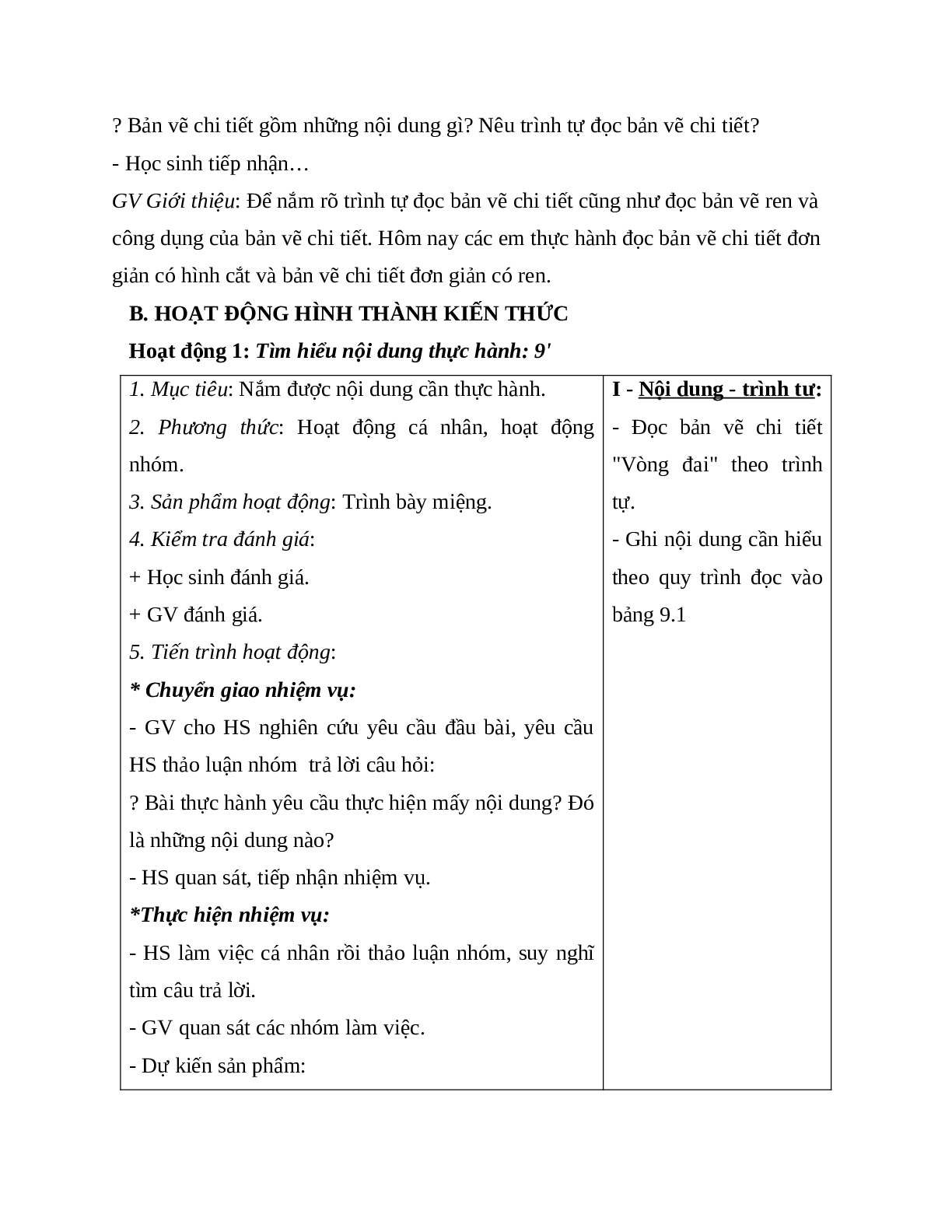 GIÁO ÁN CÔNG NGHỆ 8 BÀI 10: THỰC HÀNH:  ĐỌC BẢN VẼ CHI TIẾT ĐƠN GIẢN CÓ HÌNH CẮT MỚI NHẤT - CV5512 (trang 2)