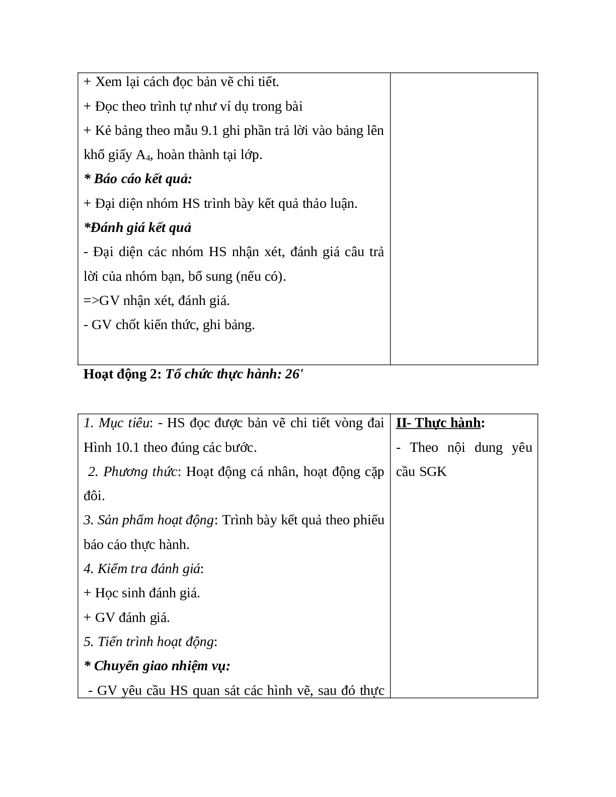 GIÁO ÁN CÔNG NGHỆ 8 BÀI 10: THỰC HÀNH:  ĐỌC BẢN VẼ CHI TIẾT ĐƠN GIẢN CÓ HÌNH CẮT MỚI NHẤT - CV5512 (trang 3)