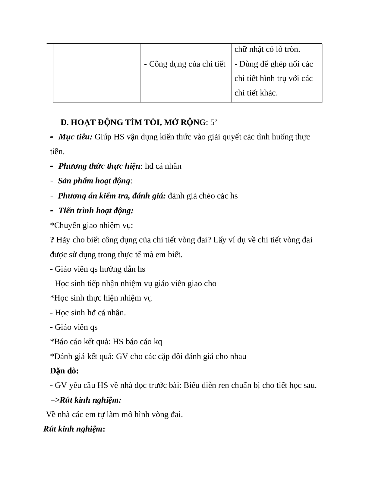 GIÁO ÁN CÔNG NGHỆ 8 BÀI 10: THỰC HÀNH:  ĐỌC BẢN VẼ CHI TIẾT ĐƠN GIẢN CÓ HÌNH CẮT MỚI NHẤT - CV5512 (trang 5)