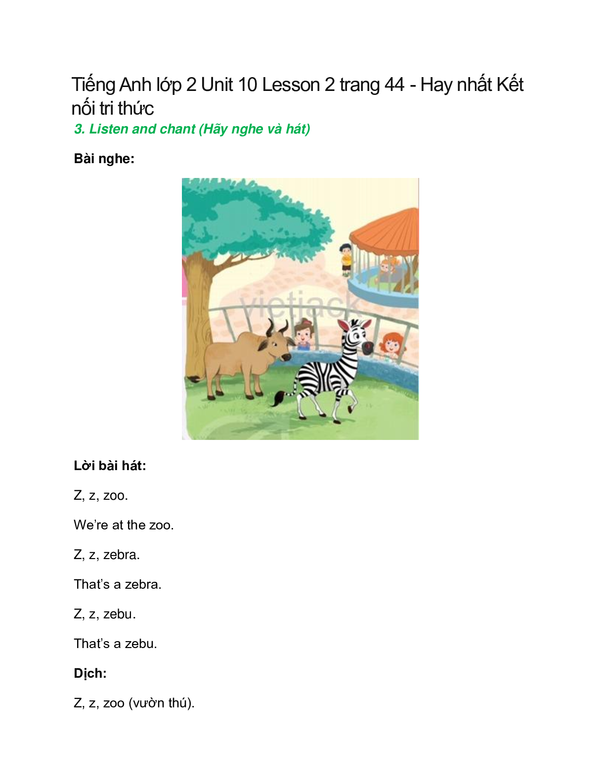 Tiếng Anh lớp 2 Unit 10 Lesson 2 trang 44 – Kết nối tri thức (trang 1)