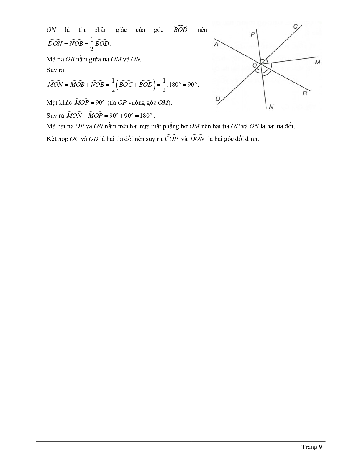 Lý thuyết Toán 7 có đáp án: Hai góc đối đỉnh (trang 9)
